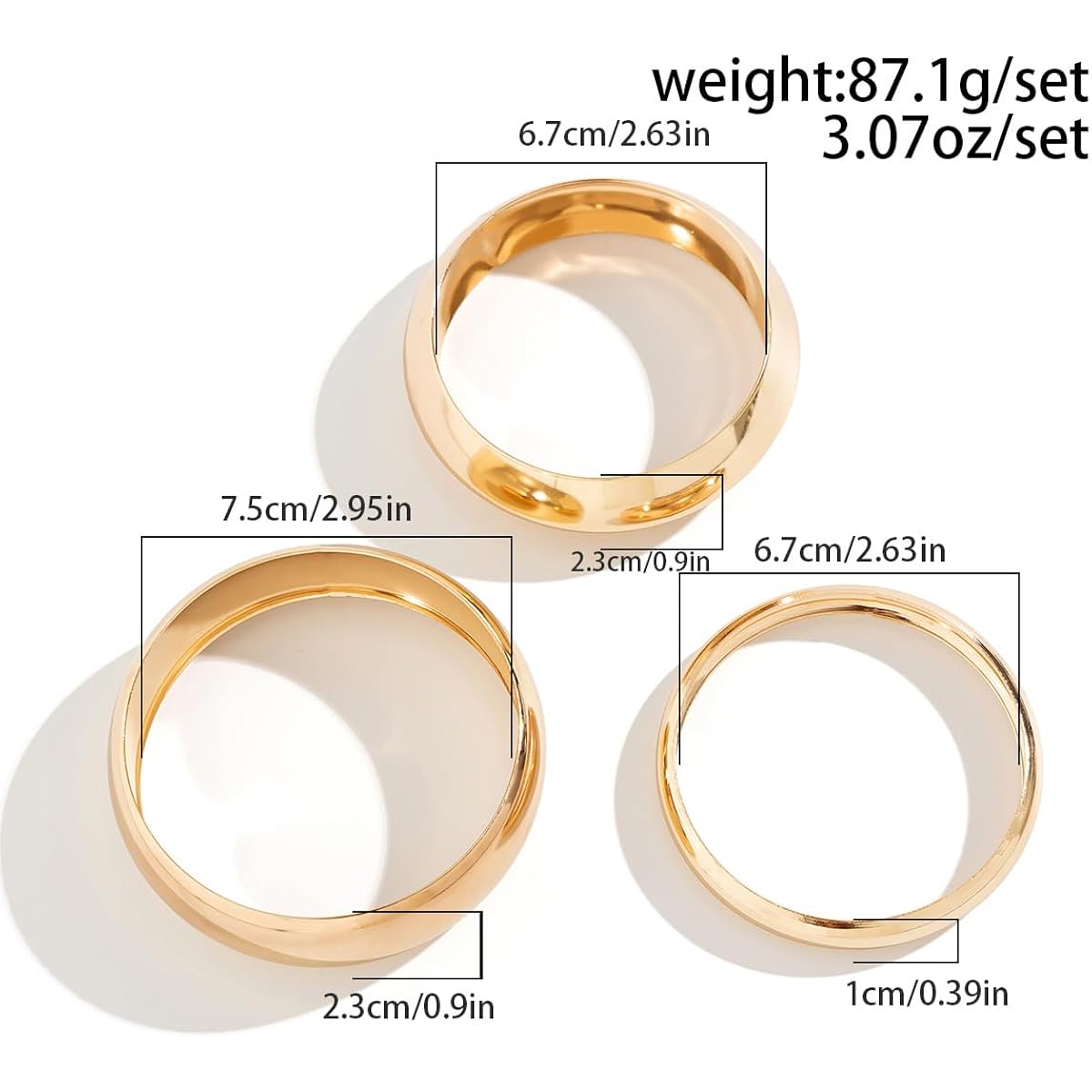 3PCS Chunky Gold Bangle Bracelets for Women Trendy Wide Wrist Cuff Bracelets Stack Statement Bangle Fashion Jewelry Gift