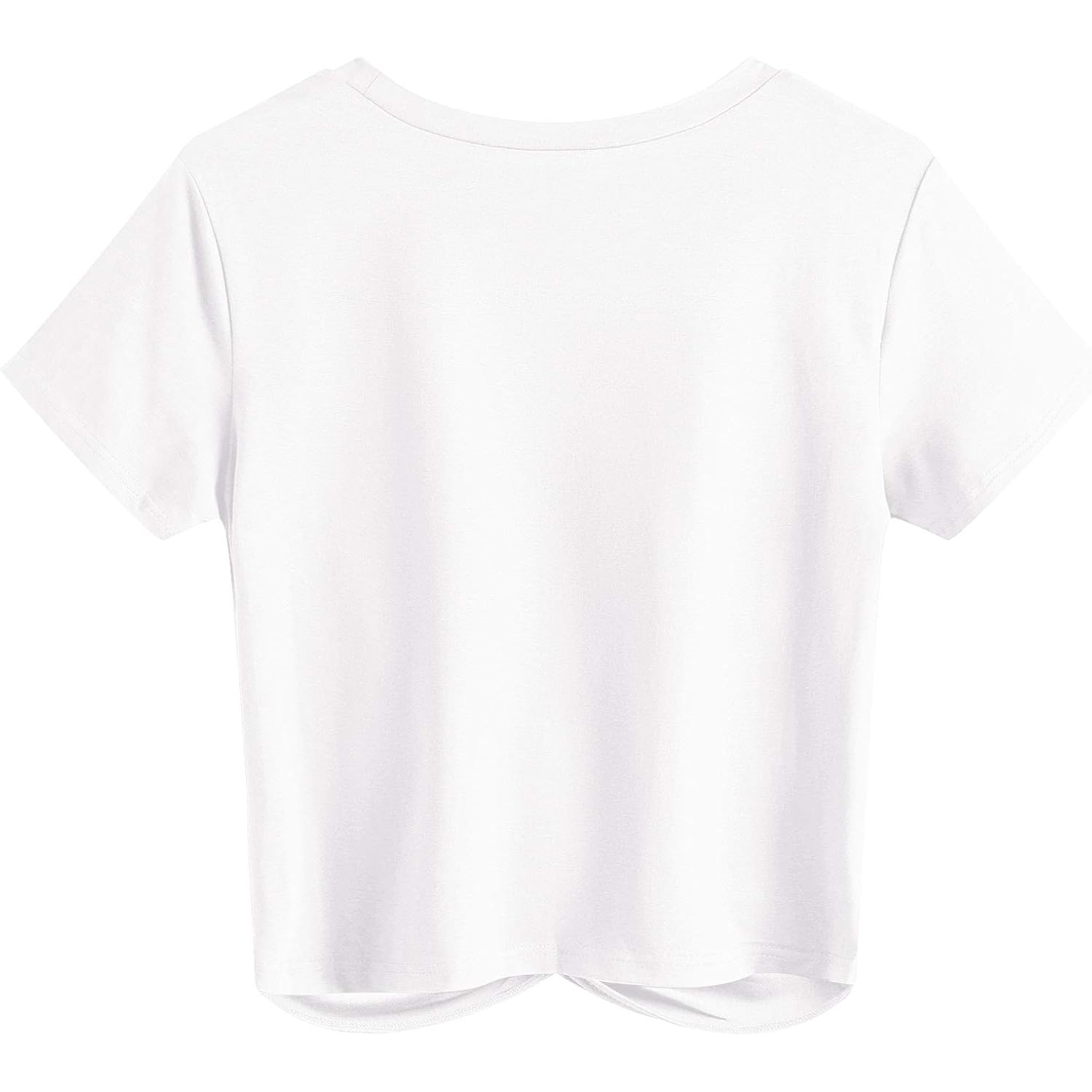 JINKESI Women's Summer Causal Short Sleeve Blouse Round Neck Crop Tops Twist Front Tee T-Shirt