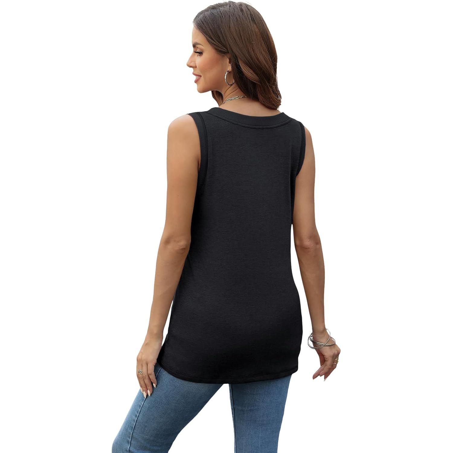 SUNBS 3 Pack Tank Top Women 2025 Sleeveless V Neck Summer Causal Loose Fit Tops Basic Flowy Dressy Cute Long Shirts Outfits