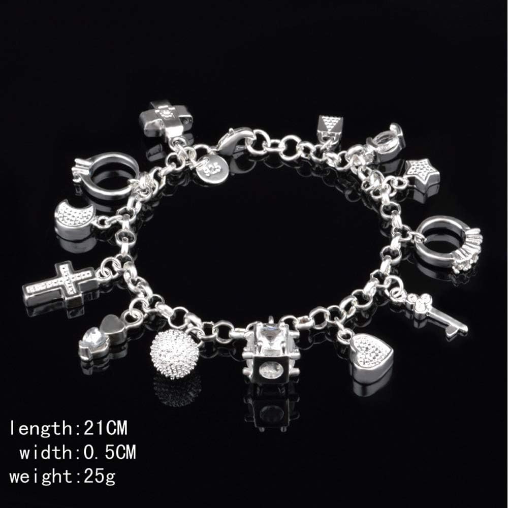 Aeora S925 Silver Thirteen Hanging Pieces Bracelet for Women Gift Bracelets & Bangles Jewelry