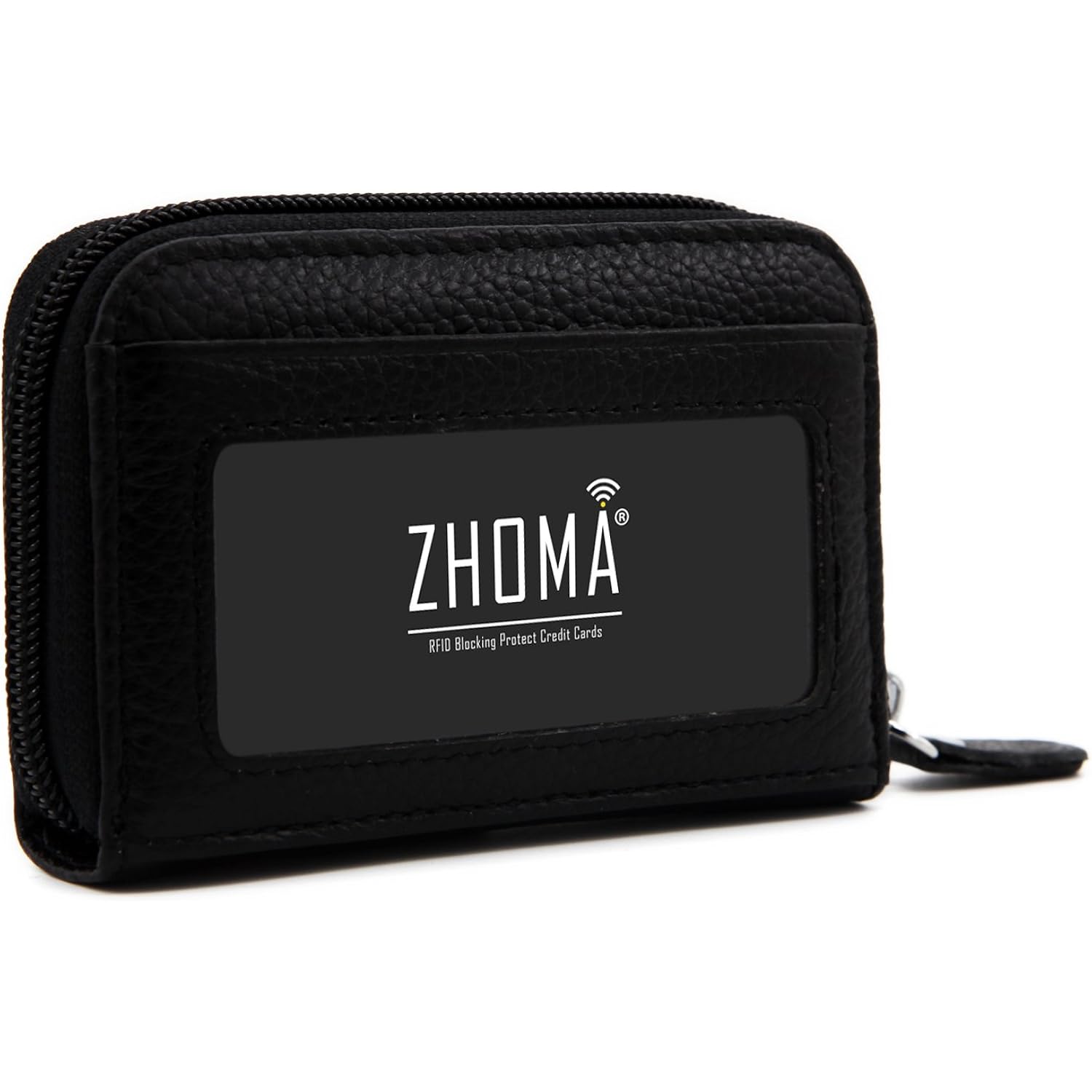RFID Blocking Genuine Leather Credit Card Case Holder Security Travel Wallet - Black