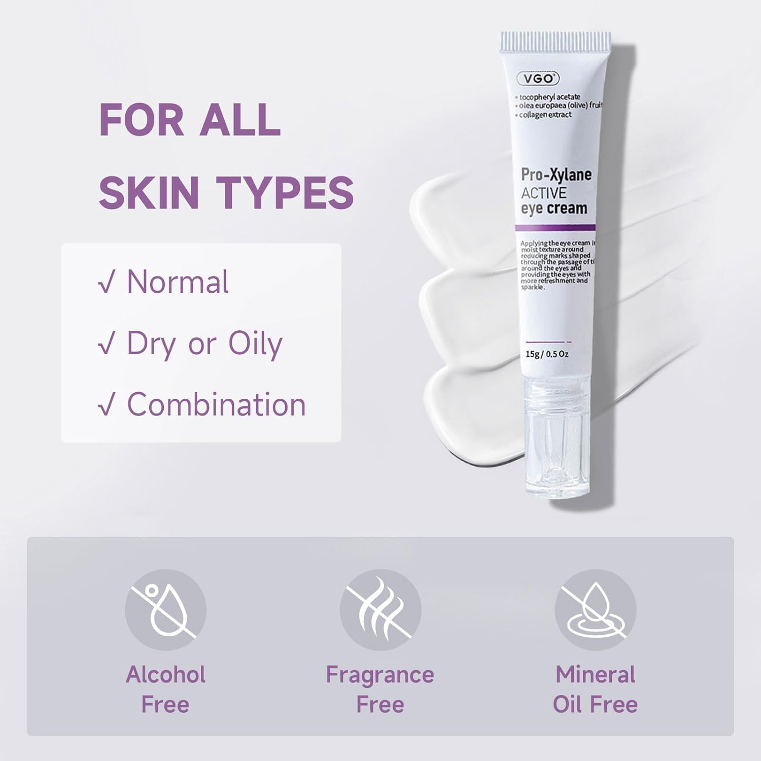 VGO Eye Cream 2% Pro-Xylane Eye Repair Cream for Dark Circles & Puffiness Under Eyes, Pro Xylane + 6D Hyaluronic Acid to Firm Skin, Reduce Wrinkles, Fine Lines, 15g/0.5 Oz