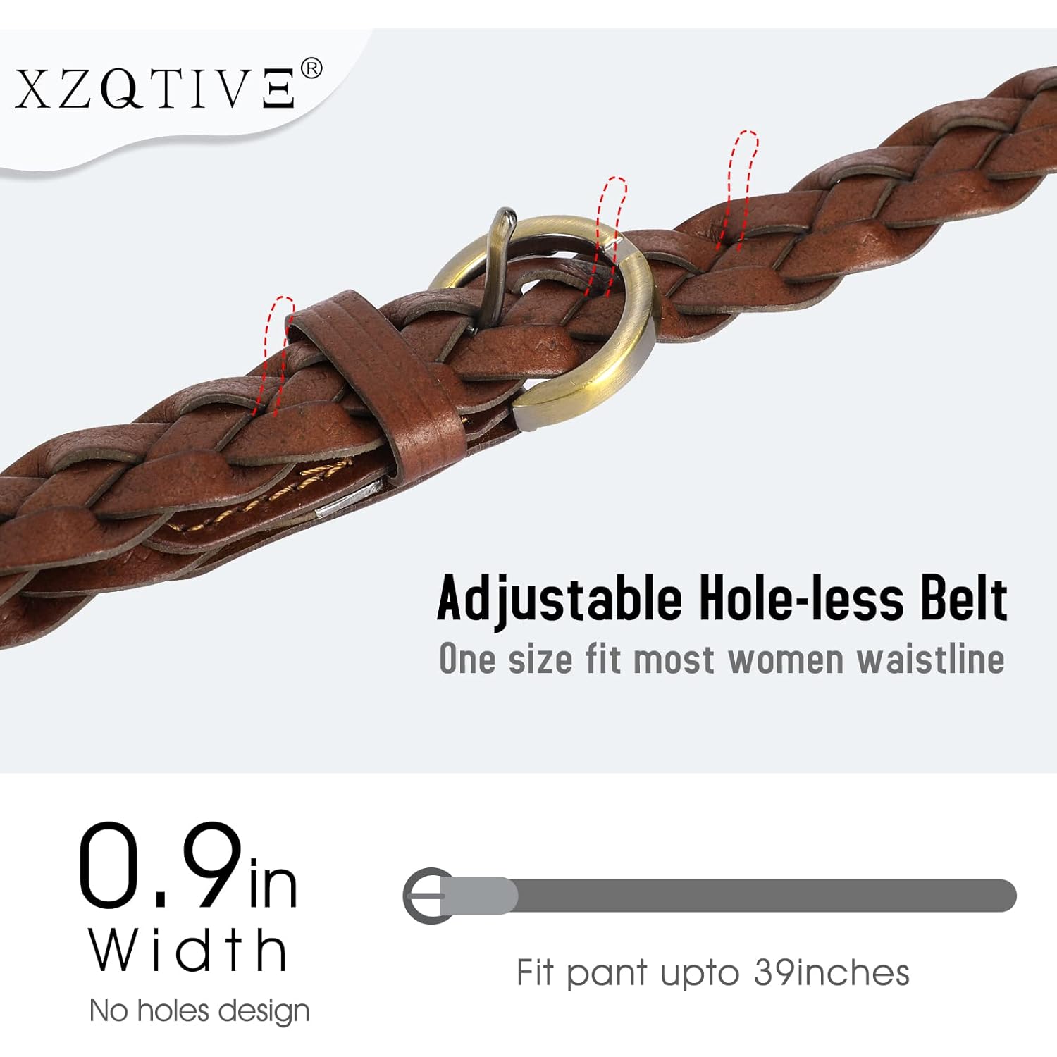 XZQTIVE 2 Pieces Women's Braided Leather Belts Casual Skinny Woven Belt for Jean Pant