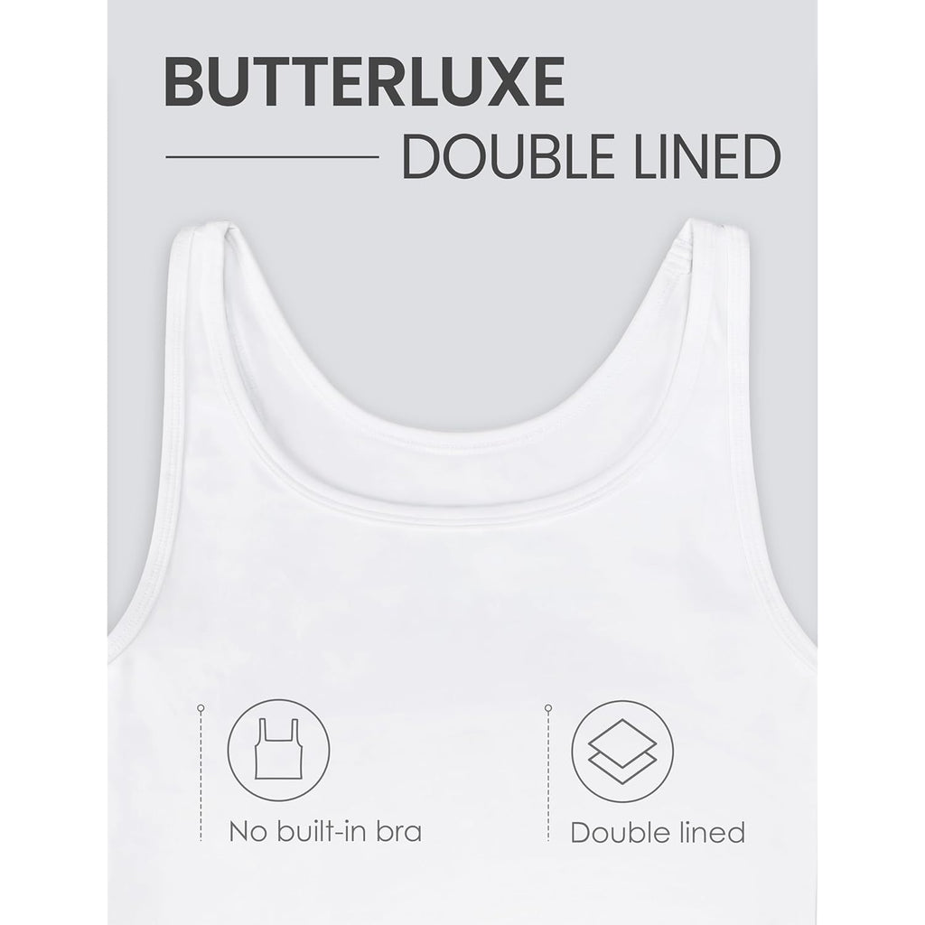 CRZ YOGA Womens Butterluxe Double Lined Workout Tank Tops Scoop Neck Racerback Cropped Casual Sleeveless Shirt