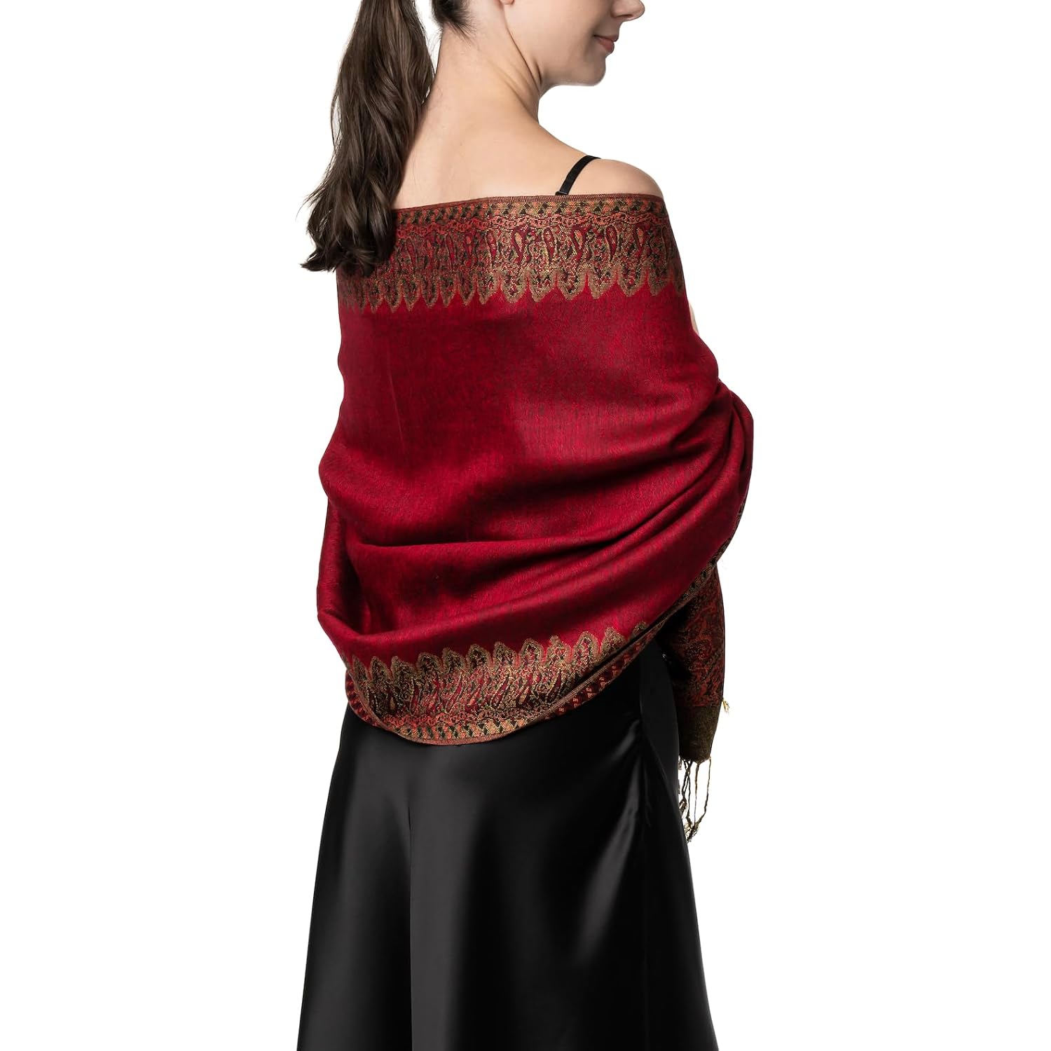 Achillea Big Paisley Pashmina Shawl Wrap for Women – Elegant Scarf for Weddings, Evening Dresses, Festivals & Daily Wear