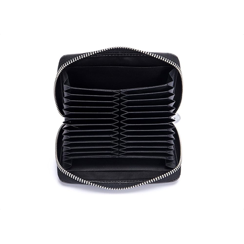 boshiho RFID Blocking 24 Slot Credit Card Holder Wallet Real Leather Multi Card Organizer Wallet with Zipper