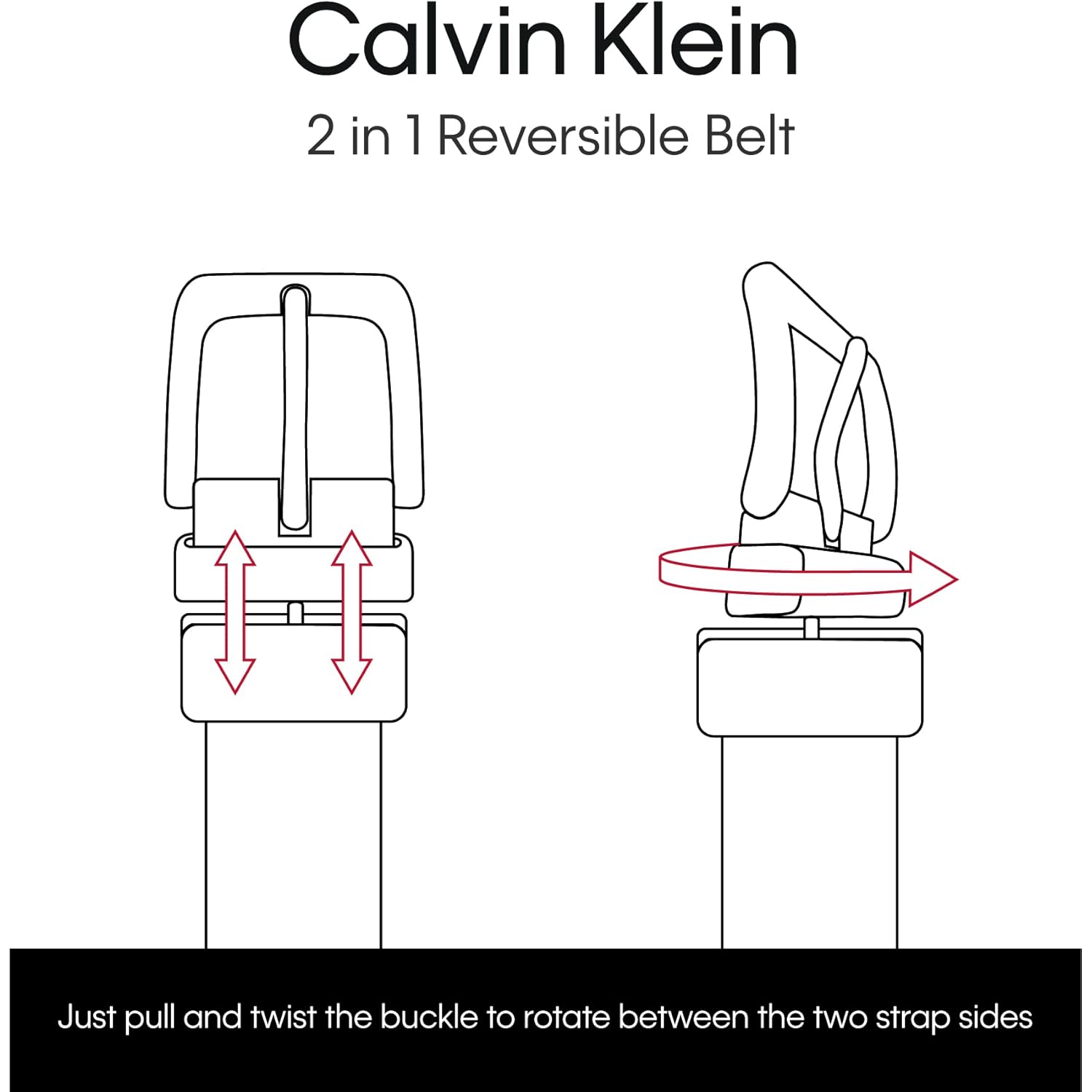 Calvin Klein Women's Two-in-One Reversible Dress Casual Belts for Jeans, Trousers and Dresses