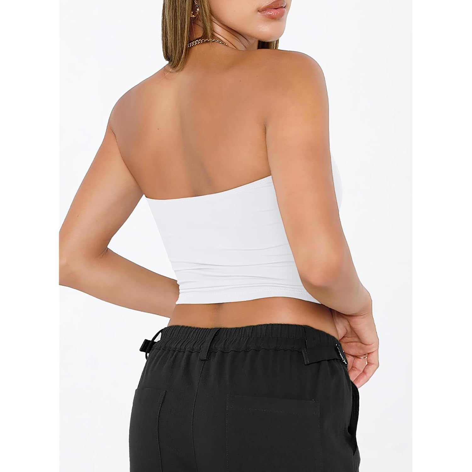 Trendy Queen Womens Tube Tops Strapless Crop Tops Basic Backless Sleeveless Bandeau Going Out Cute 2025 Summer Outfits