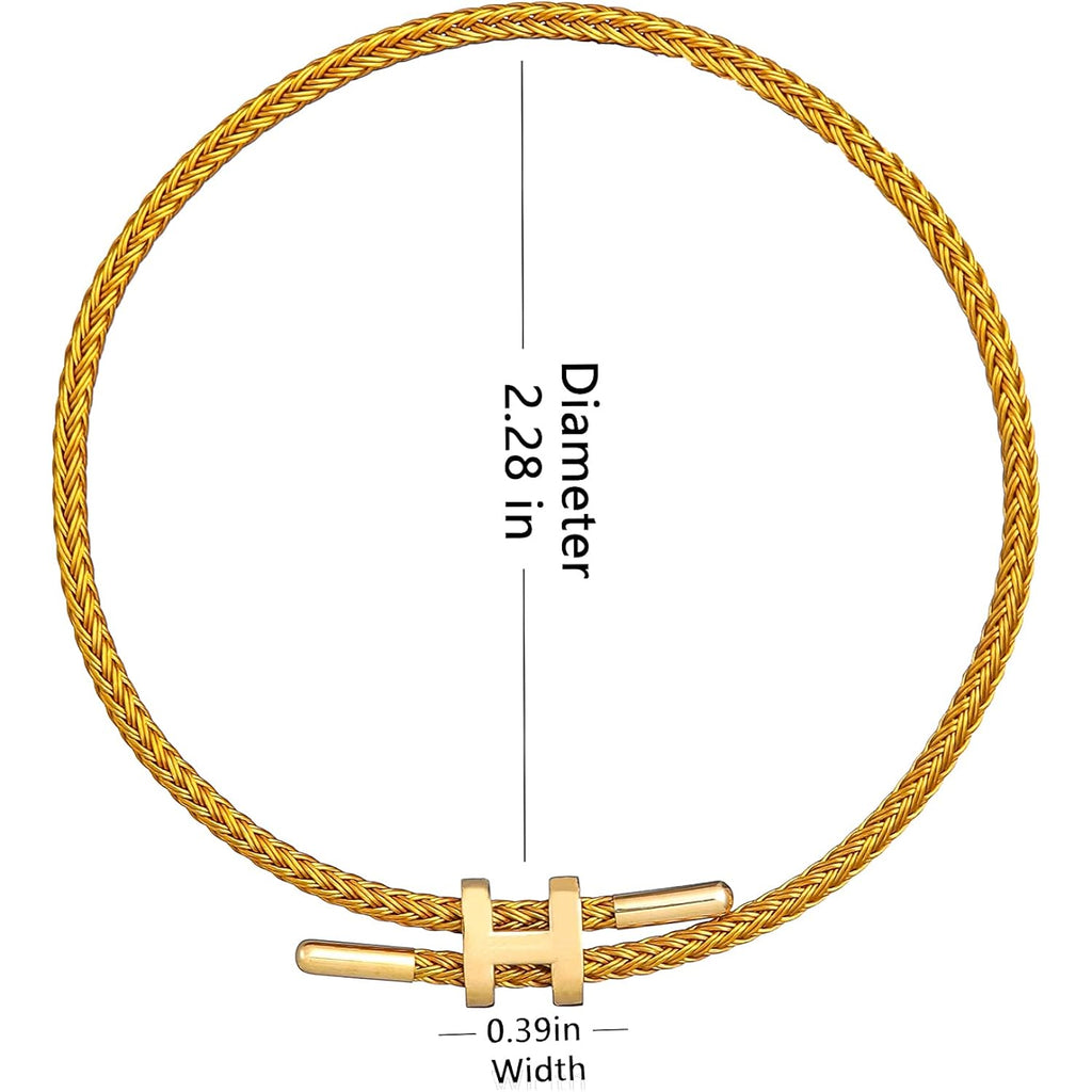 AIMADE Bracelets for Women Adjustable Charm Bracelet, 18k Gold-plated Buckle Design Titanium Steel Wire Rope Women's Gift Jewelry
