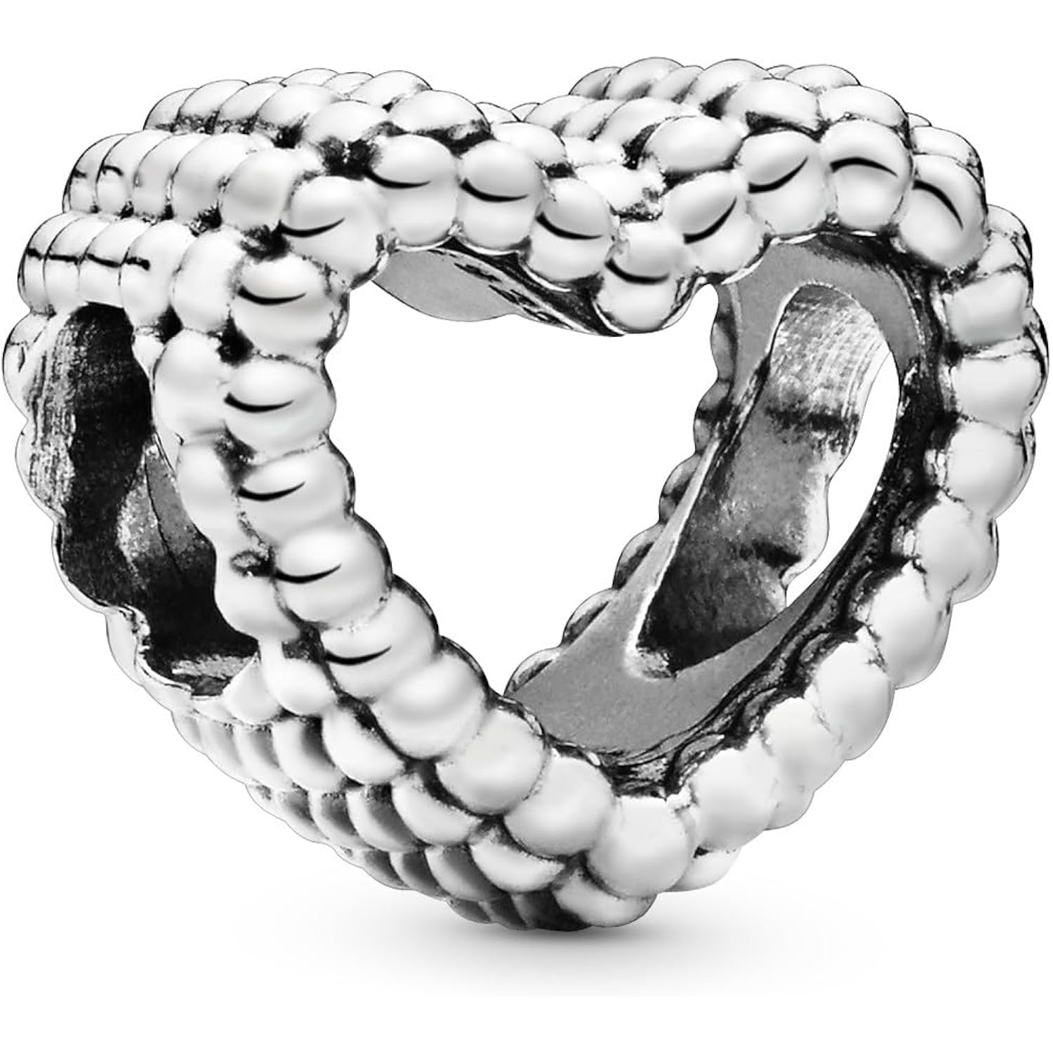 PANDORA Beaded Open Heart Charm - Compatible with PANDORA Moments - Gift for Her - Made with Sterling Silver - with Gift Box