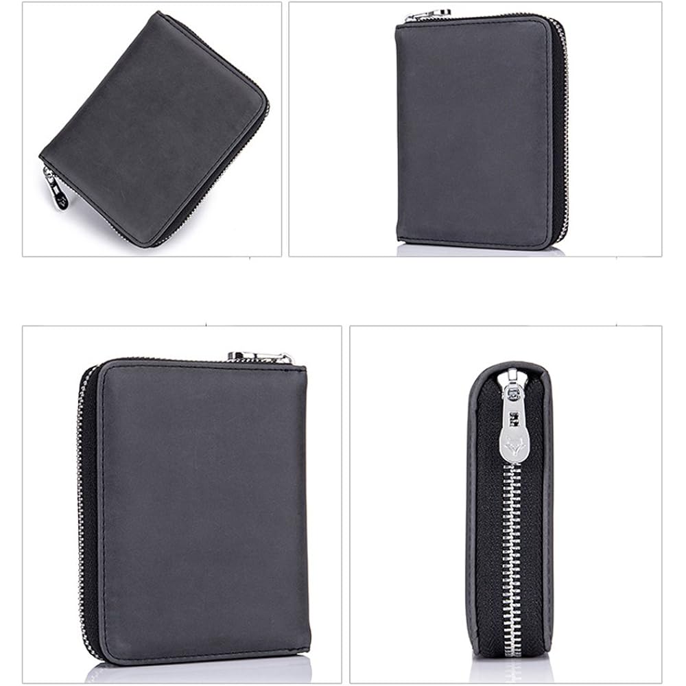 boshiho RFID Blocking 24 Slot Credit Card Holder Wallet Real Leather Multi Card Organizer Wallet with Zipper