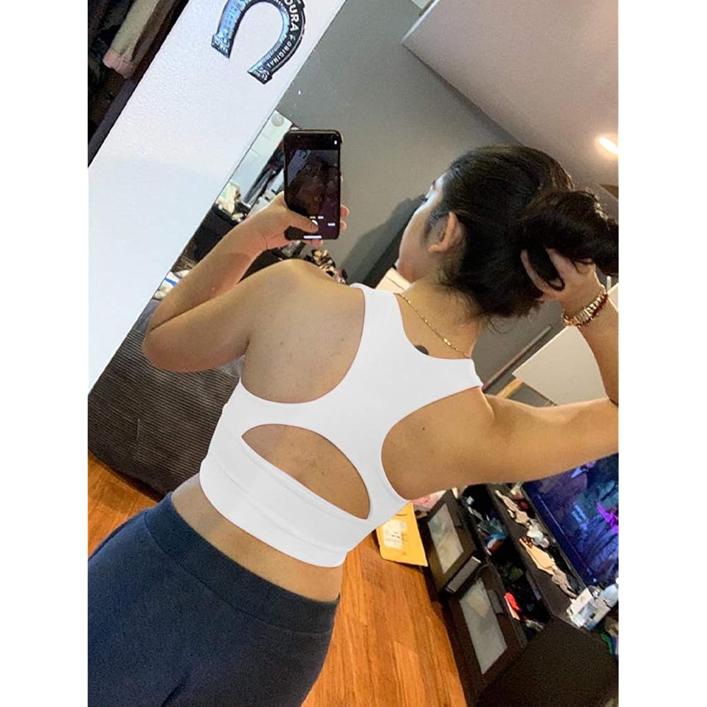 AEPEBO Sexy Crop Tops for Women Deep V Neck Back Cutout Sleeveless Plunge Racerback Tank Cropped Top