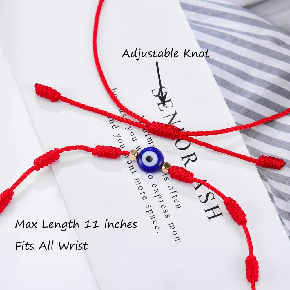 Tarsus (Ver.3) Evil Eye 7 Knot Lucky Bracelets Adjustable Red String Amulet for Women Men
