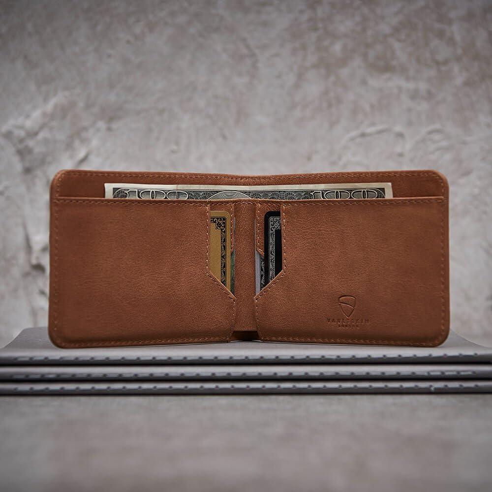 Vaultskin Slim RFID Blocking Bifold Leather Wallet for Men - Minimalist Front Pocket Card Holder for ID, Cards & Cash, Gift for Him (Manhattan)