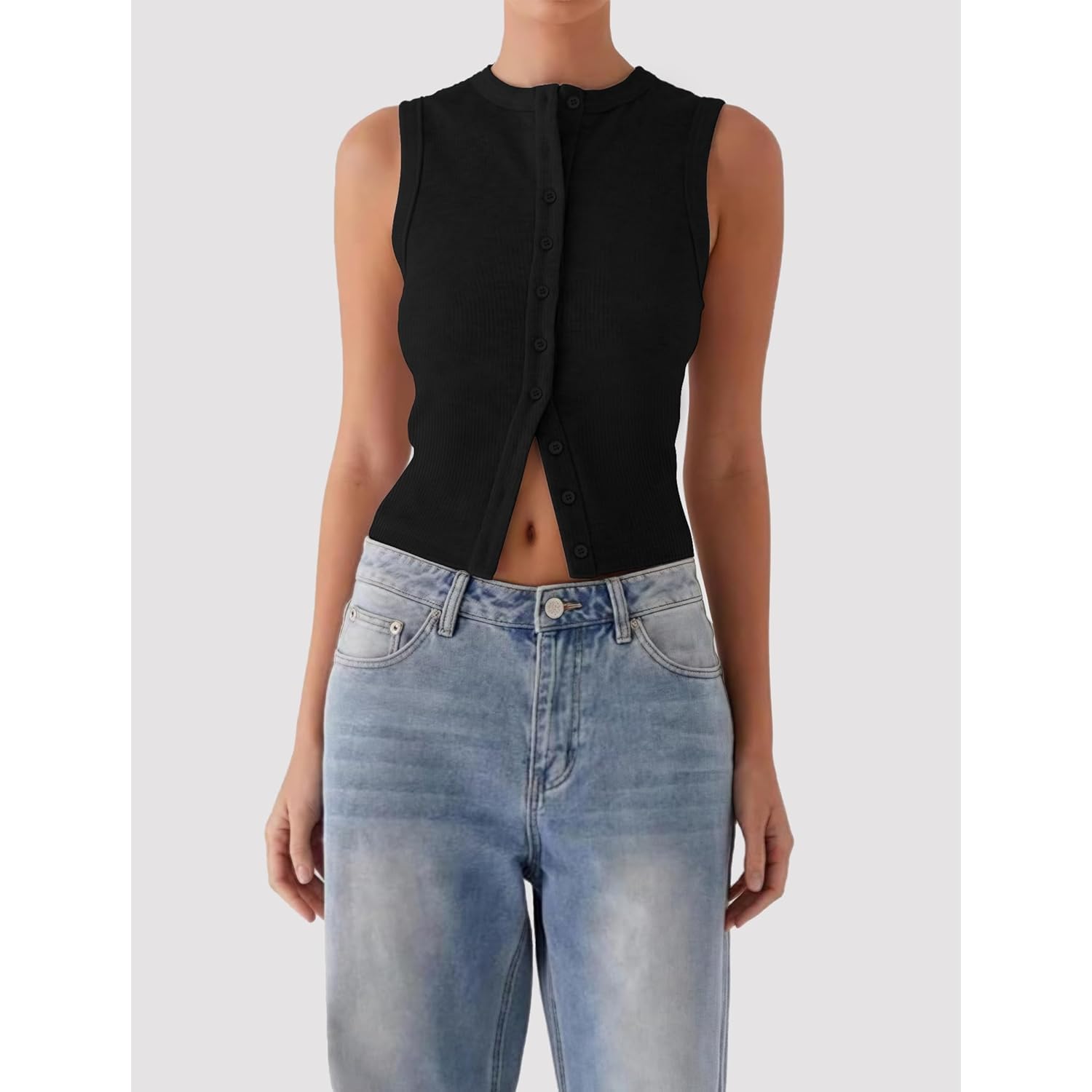 Womens Going Out Tops Summer Spring Ribbed Tank Sexy Crop Cute Y2K Button Down T Shirts Fashion Clothes 2025