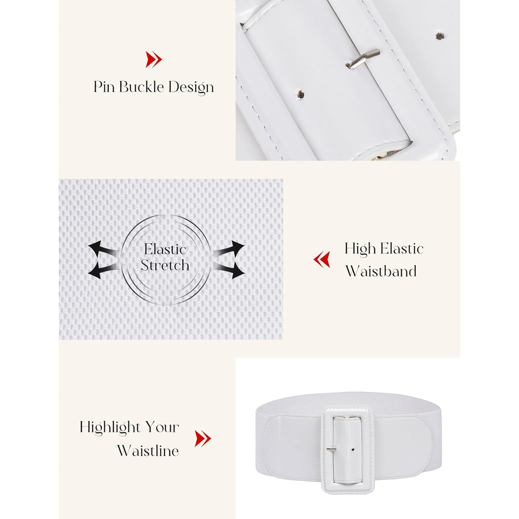 GRACE KARIN Women's Stretchy Belt 1950s 3 Inch Wide Elastic Belts