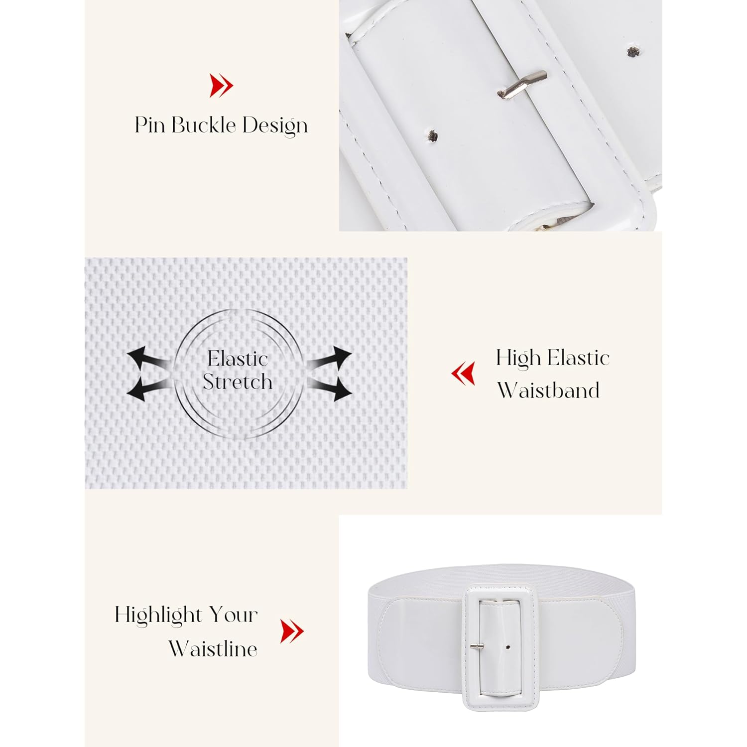 GRACE KARIN Women's Stretchy Belt 1950s 3 Inch Wide Elastic Belts