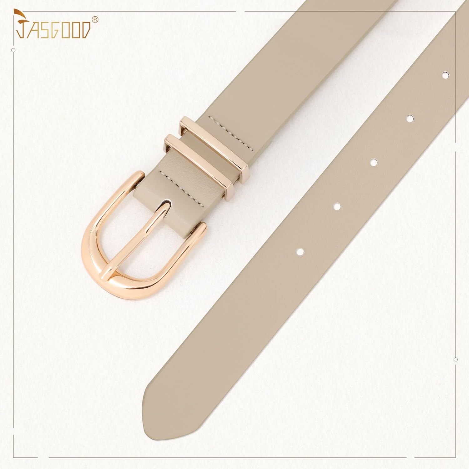 JASGOOD 3 Pack Women Leather Belts For Jeans Dresses Pants Ladies Faux Leather Waist Belt with Gold Buckle