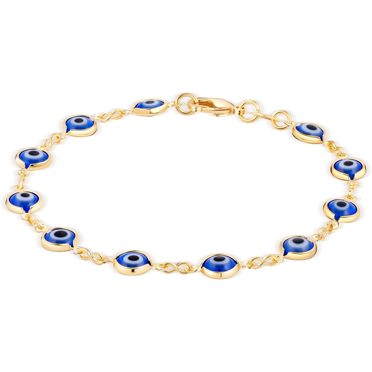 Barzel 18K Gold Plated Multicolored Evil Eye Bracelet for Women - Made in Brazil