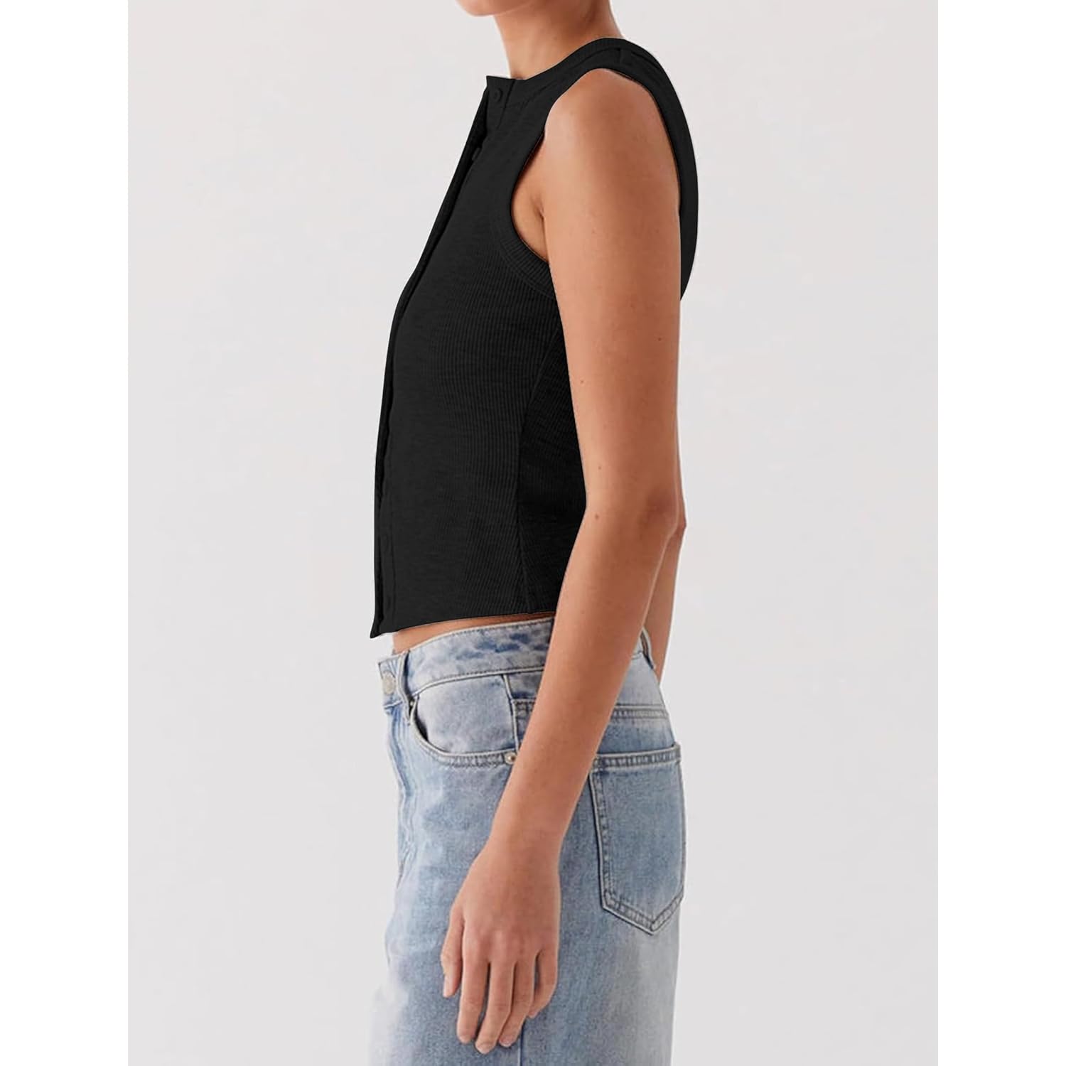 Womens Going Out Tops Summer Spring Ribbed Tank Sexy Crop Cute Y2K Button Down T Shirts Fashion Clothes 2025