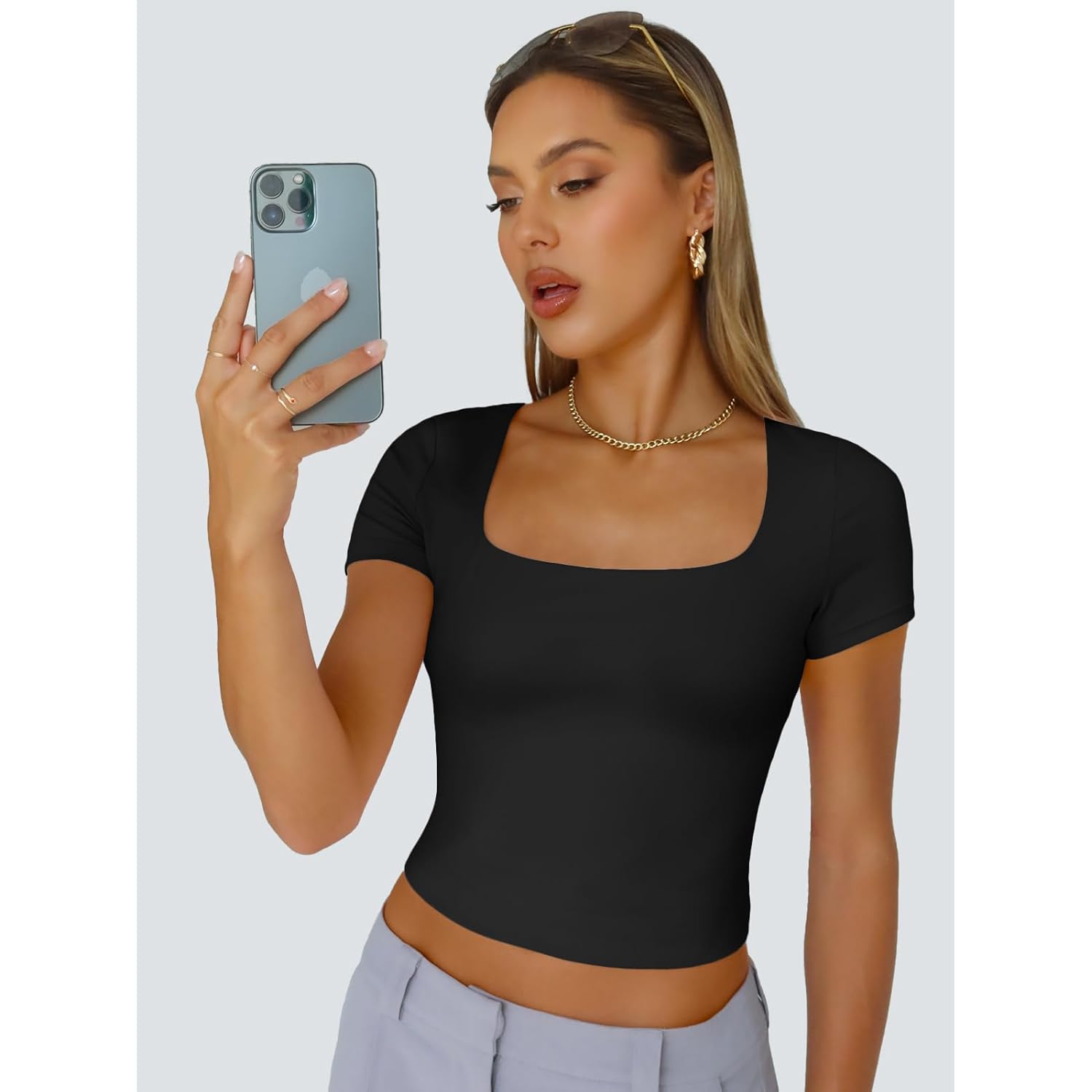 Trendy Queen Tshirts Shirts for Women Double Lined Going Out Crop Tops 2025 Spring Summer Workout Y2k Clothes Beach Fashion