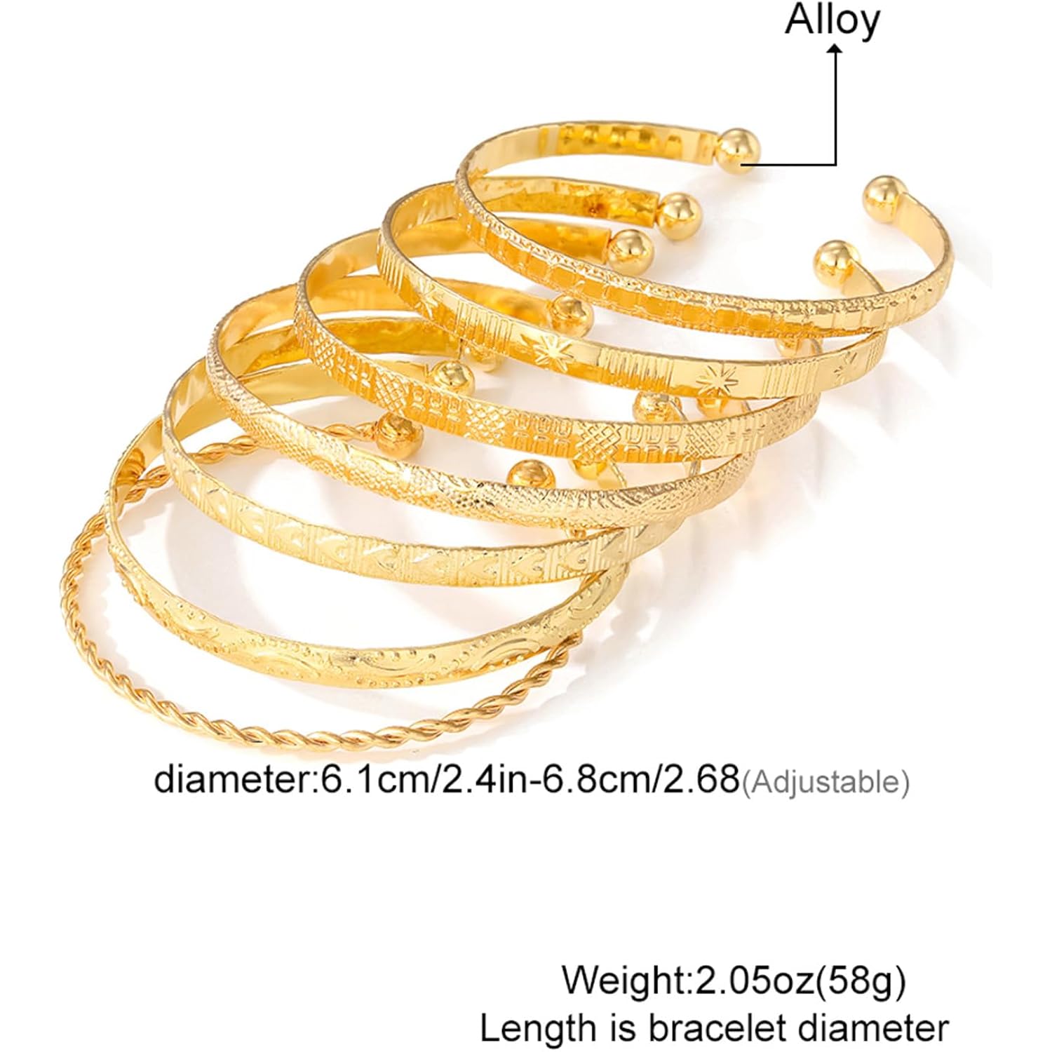 IFKM Gold Bangle Bracelets For Women, 14k Gold Plated Multi Layer Stackable Cuff Bracelet Set, Trendy Elegance Charms Non Tarnish Minimalist Textured Boho Jewelry Gift for Women