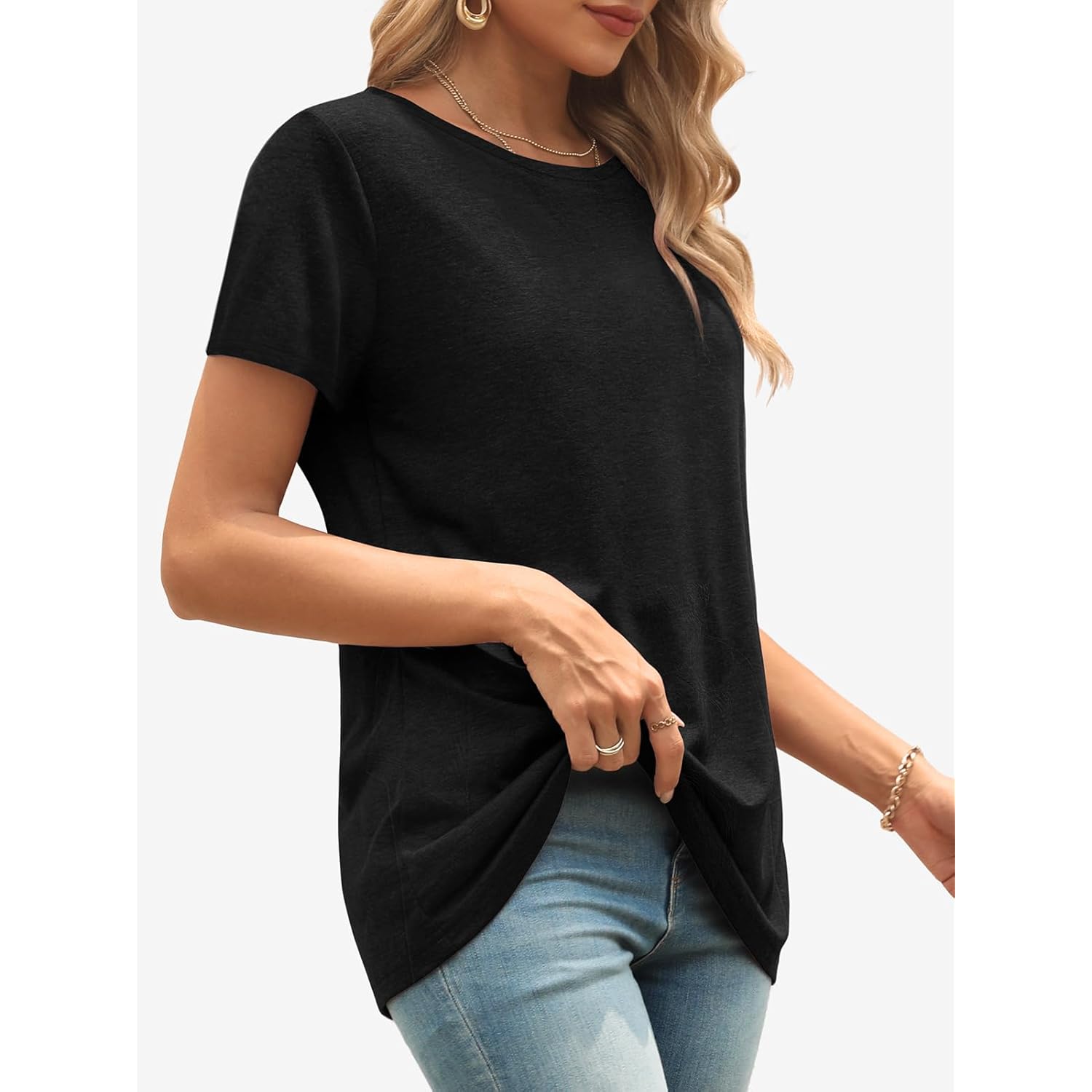 ATHMILE Womens T Shirt Summer Tops Short Sleeve Fashion Basic Casual Oversized Beach Vacation Clothes 2025 Trendy