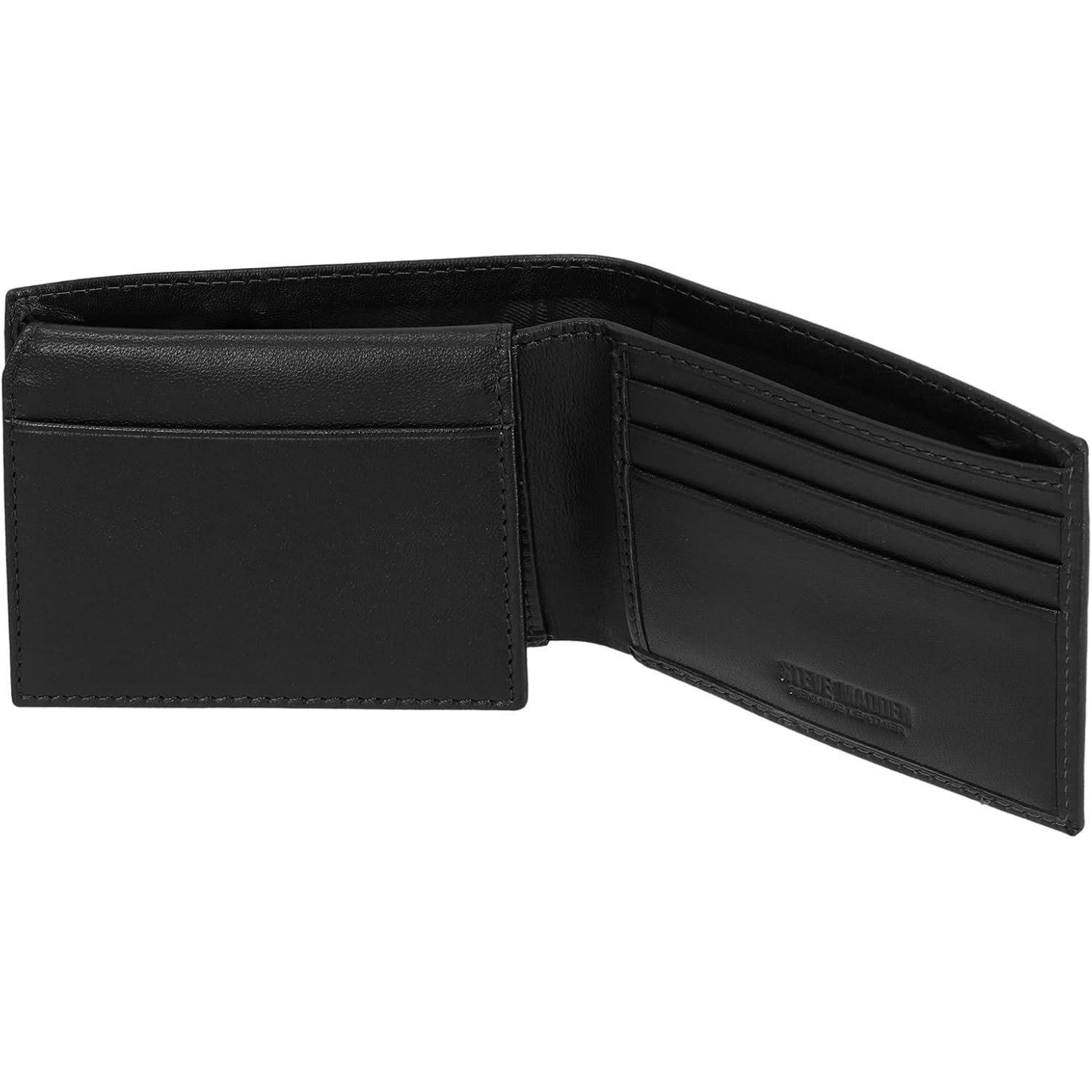 Steve Madden Men's Slim Leather Wallet with Extra Capacity Attached Flip Pockets