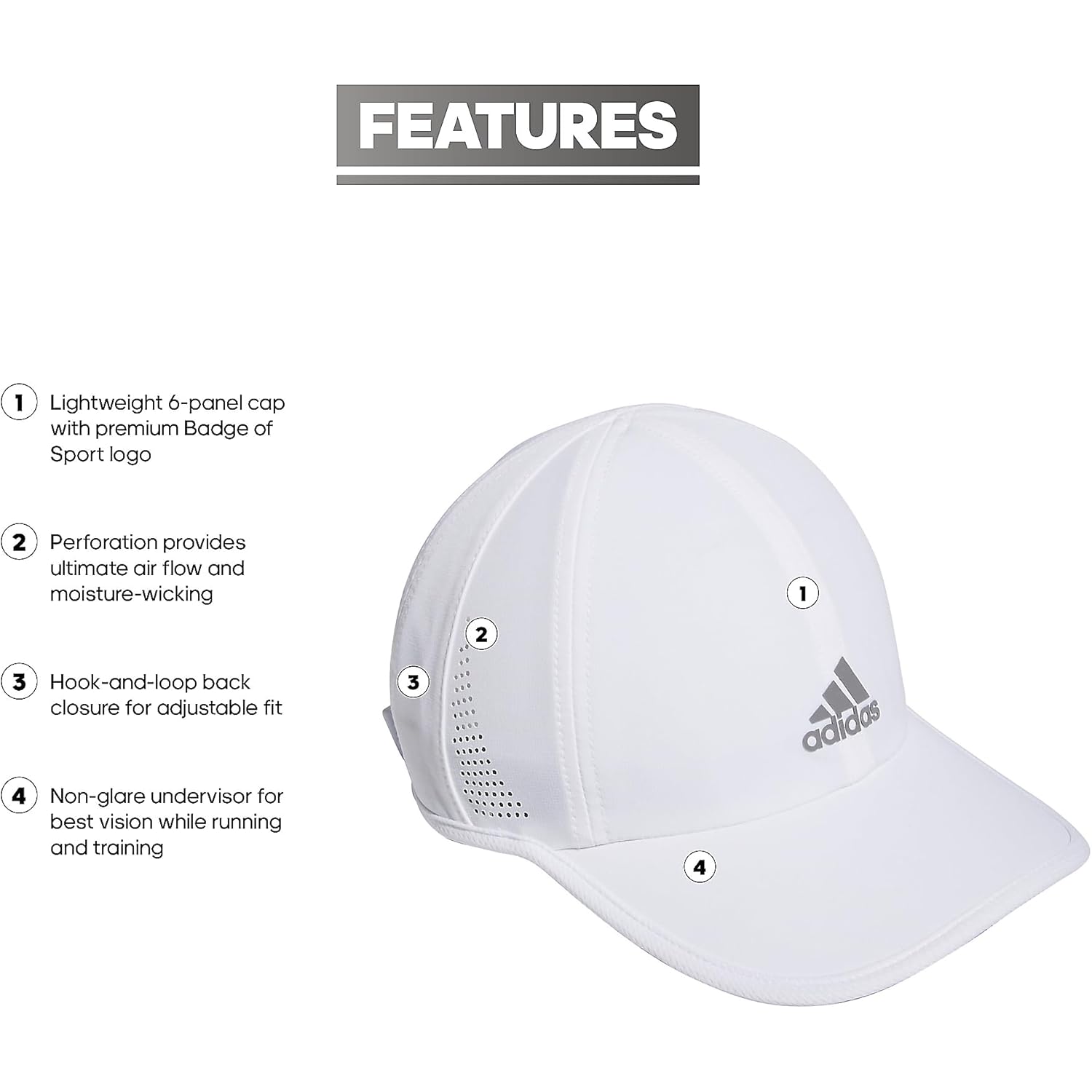 adidas Women's Superlite Hat, Relaxed-fit Adjustable Workout Sports Cap