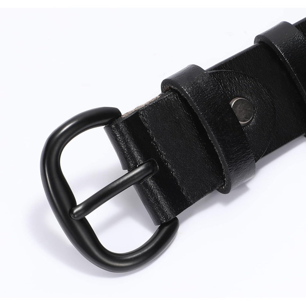 WHIPPY Women Leather Belt for Jeans Pants Dresses Black Ladies Waist Belt with Pin Buckle