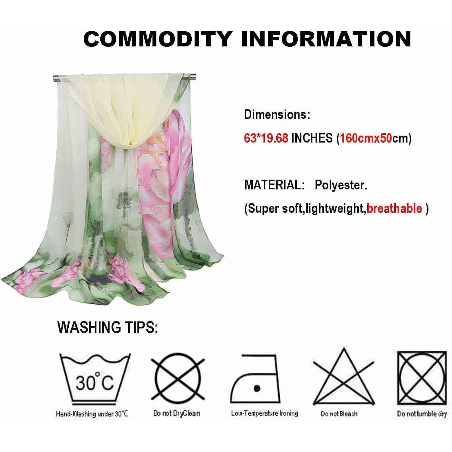Acotavie Scarfs for Women Lightweight Print Floral Pattern Scarf Fashion Scarves Sunscreen Wraps Shawls