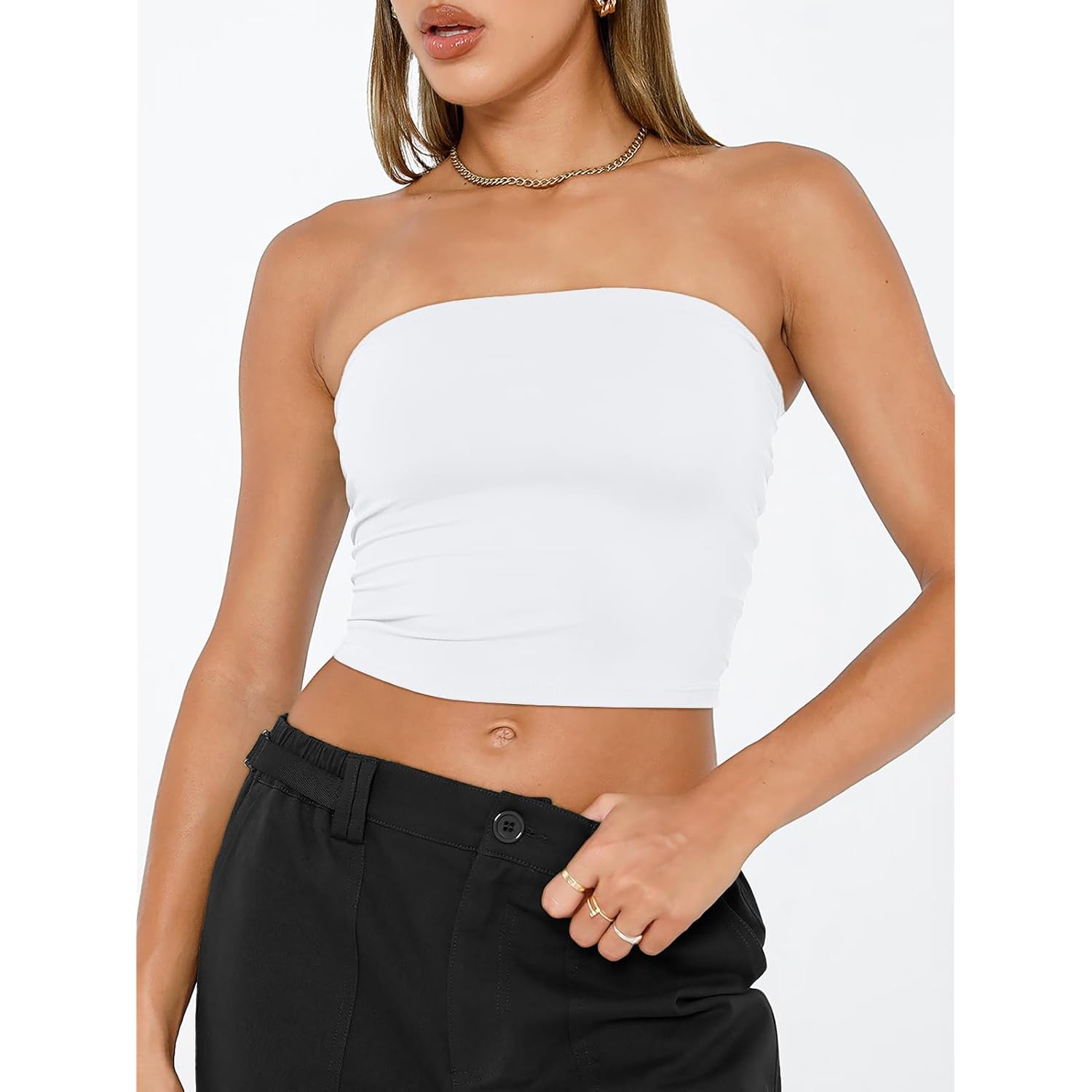 Trendy Queen Womens Tube Tops Strapless Crop Tops Basic Backless Sleeveless Bandeau Going Out Cute 2025 Summer Outfits