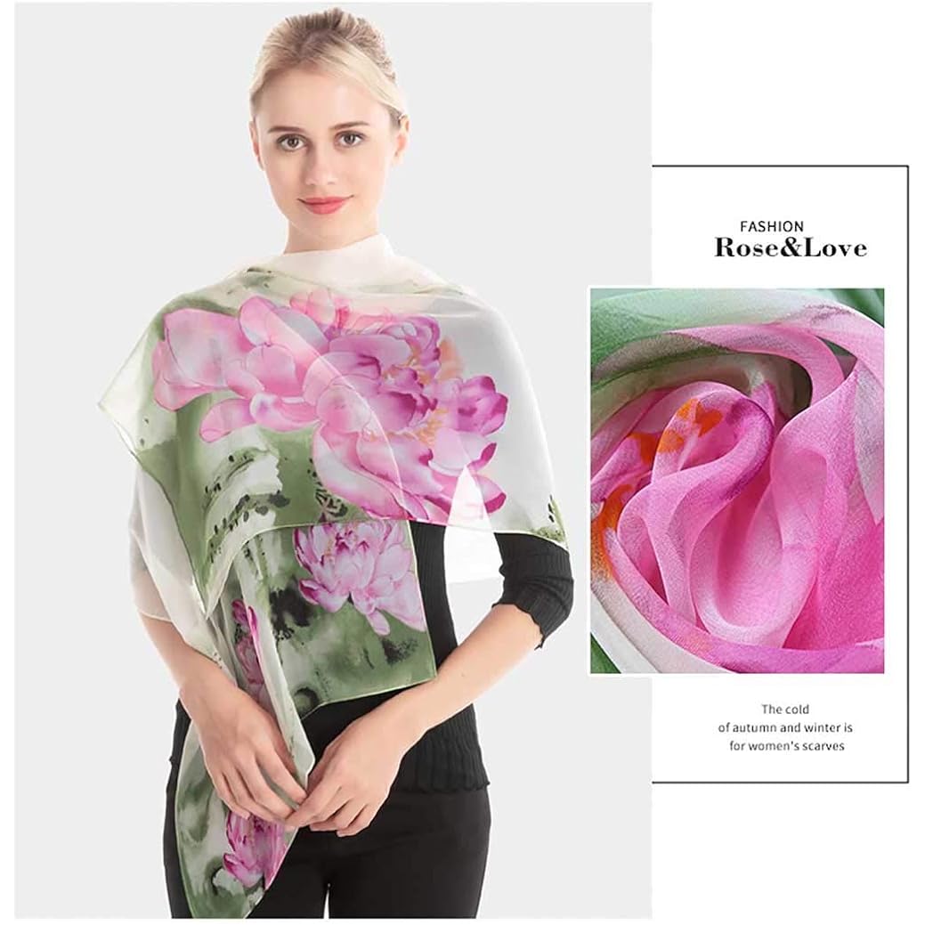 Acotavie Scarfs for Women Lightweight Print Floral Pattern Scarf Fashion Scarves Sunscreen Wraps Shawls