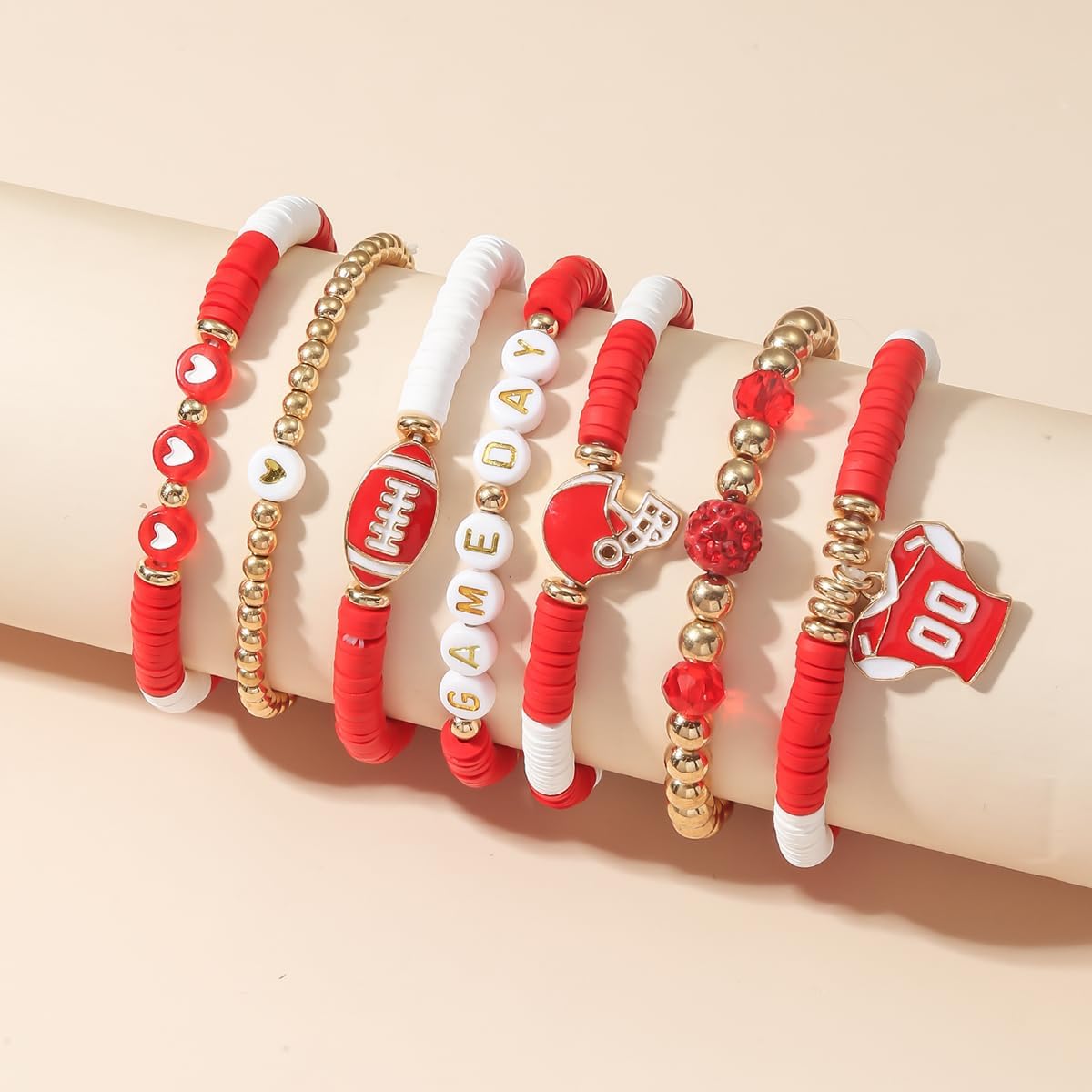 Artlunar Game Day Football Charm Bracelet: Stackable Sports Jewelry for Moms & Dads - Perfect for Football Fans