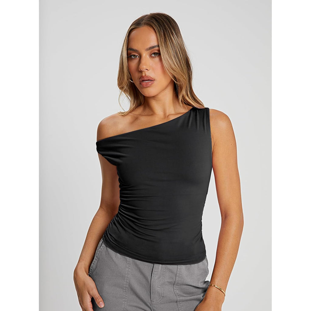Trendy Queen Womens Summer Off The Shoulder Tops Going Out T Shirts Crop Tank Top Fashion Clothes Spring Outfits 2025