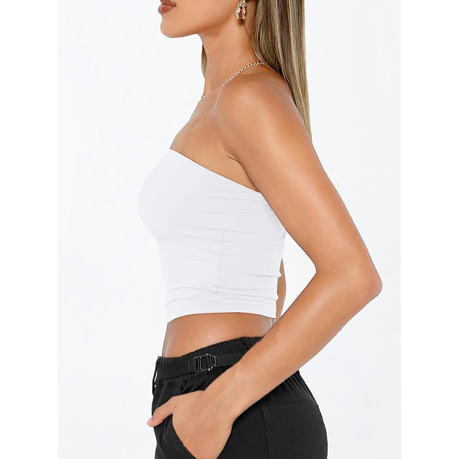 Trendy Queen Womens Tube Tops Strapless Crop Tops Basic Backless Sleeveless Bandeau Going Out Cute 2025 Summer Outfits