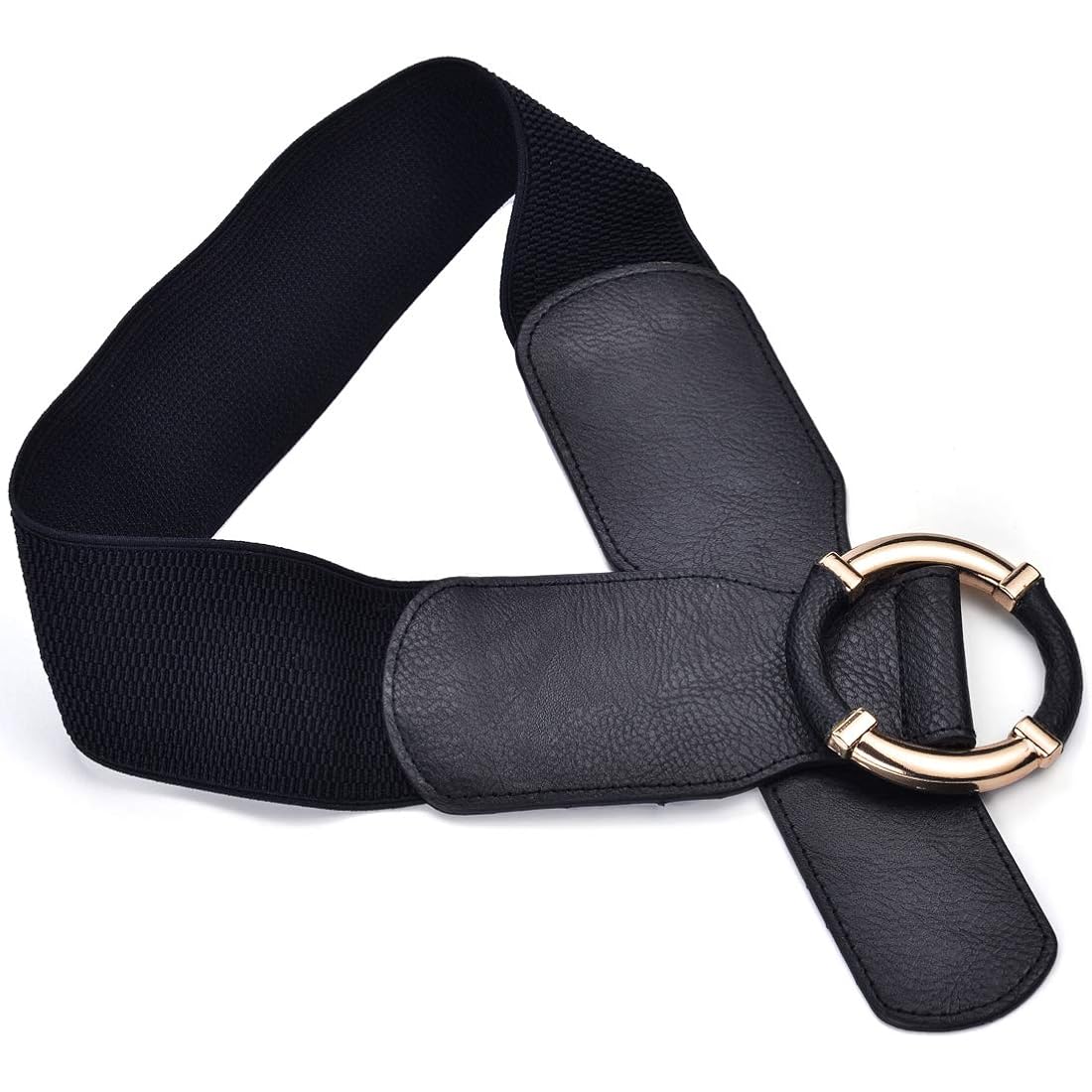 Beltox Women Elastic Belt Dress Stretchy Wide Waist Vintage Thick Cinch PU Leather