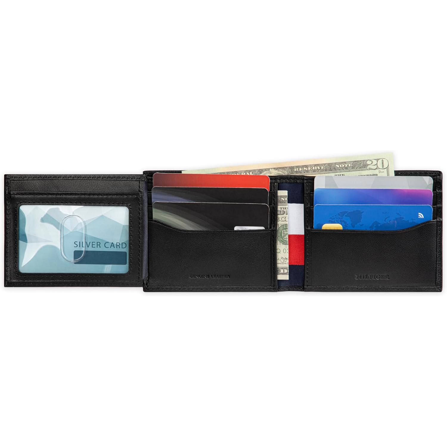 Tommy Hilfiger Men’s Leather Bifold Wallet-Multiple Card Slots, ID Window, Compact