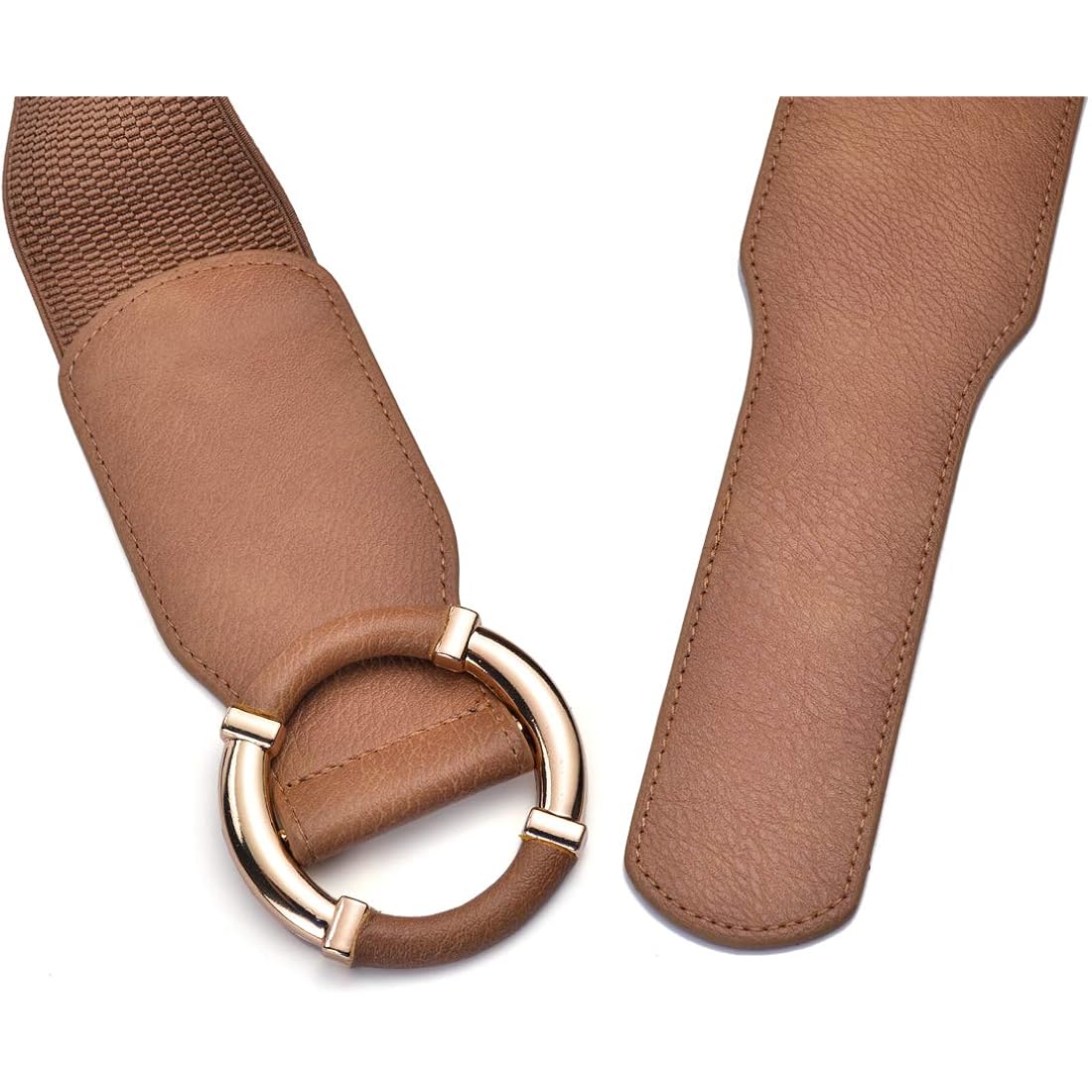 Beltox Women Elastic Belt Dress Stretchy Wide Waist Vintage Thick Cinch PU Leather
