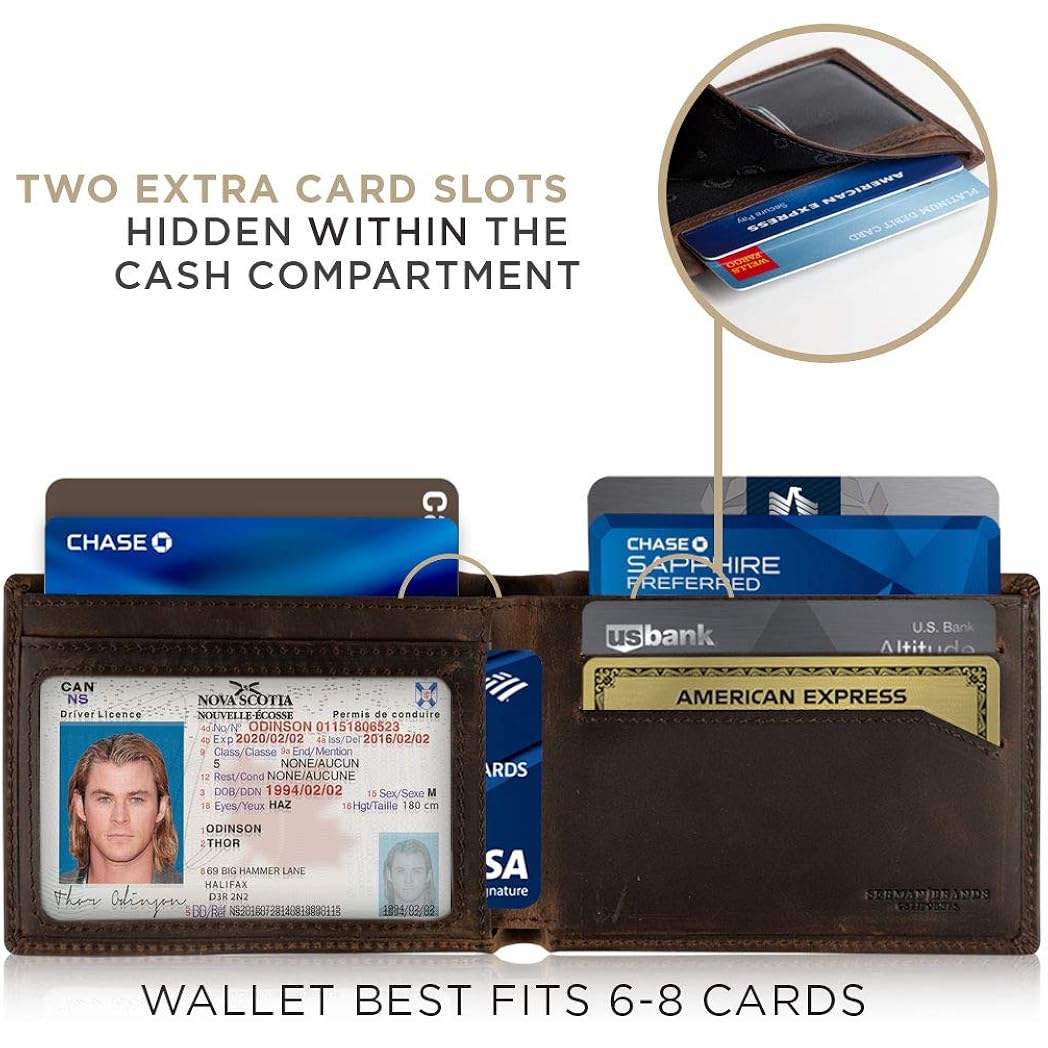 SERMAN BRANDS Mens Slim Bifold Wallet RFID Blocking Minimalist Front Pocket Wallets for Men - Thin & Stylish