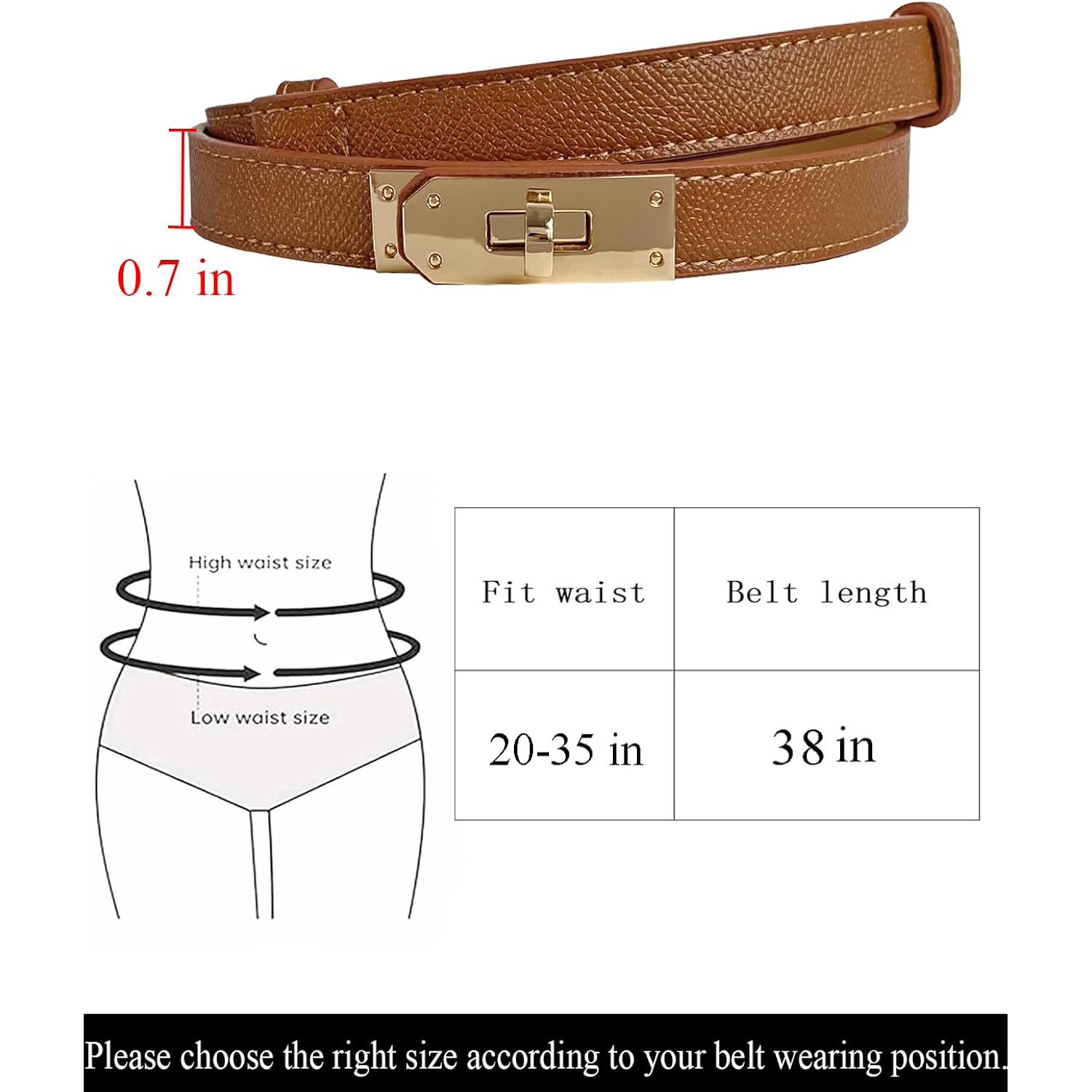 2 Pack Skinny Belts for Women Dresses Fashion Adjustable Waist Belt for Pants Jeans Business Casual Outfit