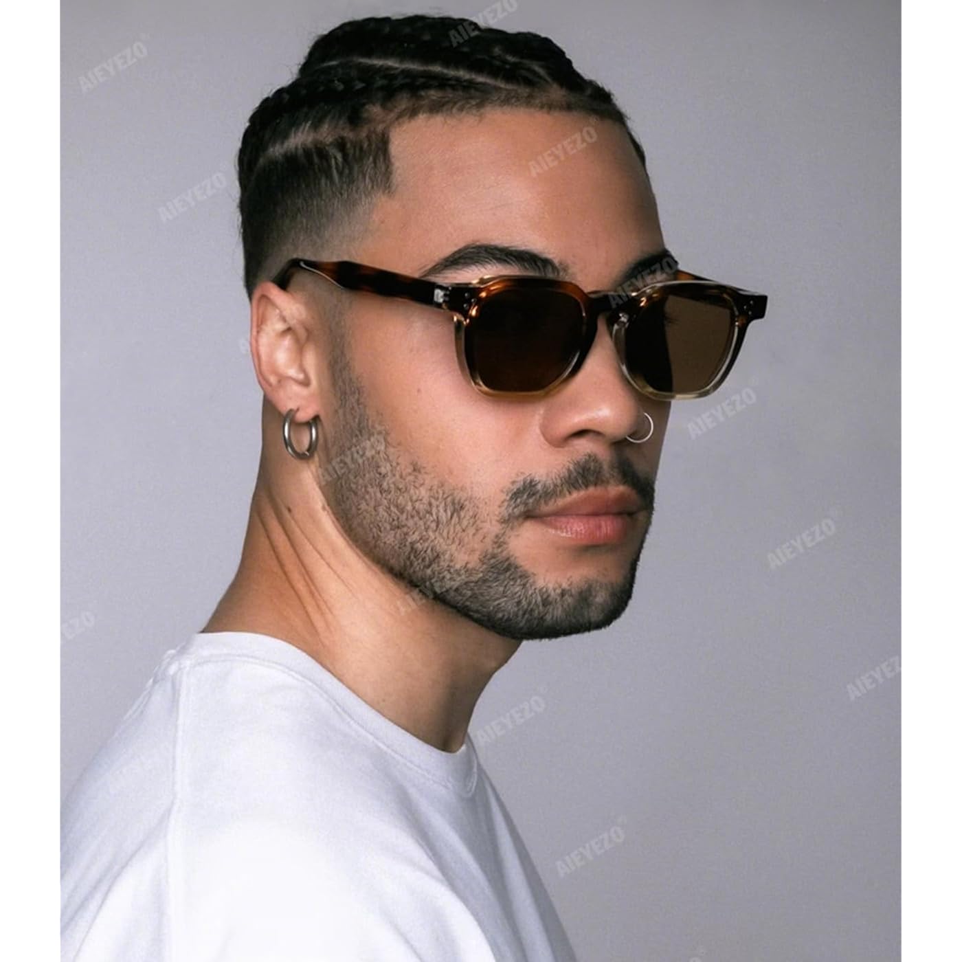 AIEYEZO Retro Sunglasses for Womens Mens Square Thick Framed Shades Trendy Vintage Sun Glasses