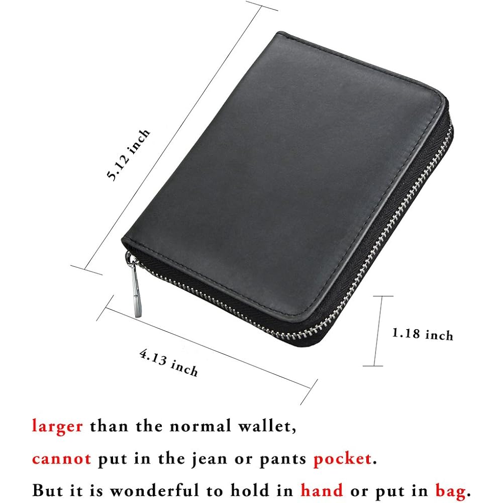 boshiho RFID Blocking 24 Slot Credit Card Holder Wallet Real Leather Multi Card Organizer Wallet with Zipper