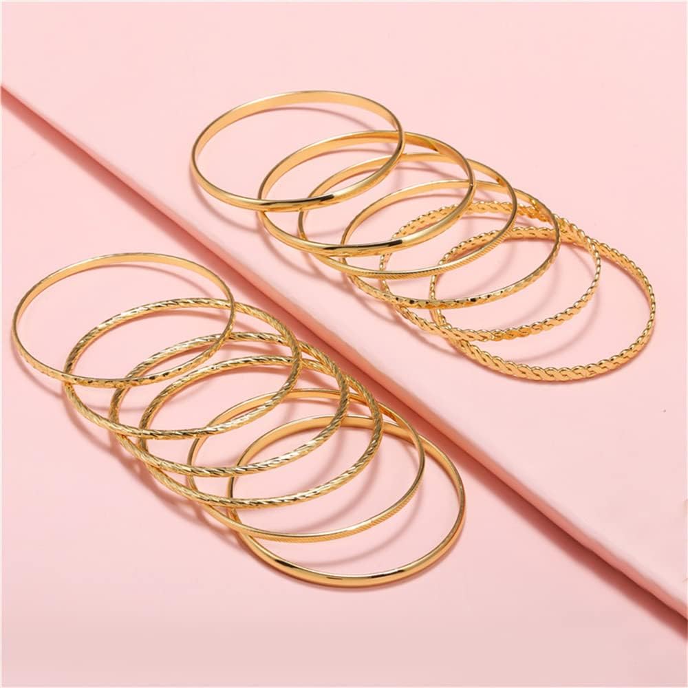 16Pcs Gold Bangle Bracelets for Women - Multi Layer Stackable Textured Bracelets Boho Jewelrys Set.