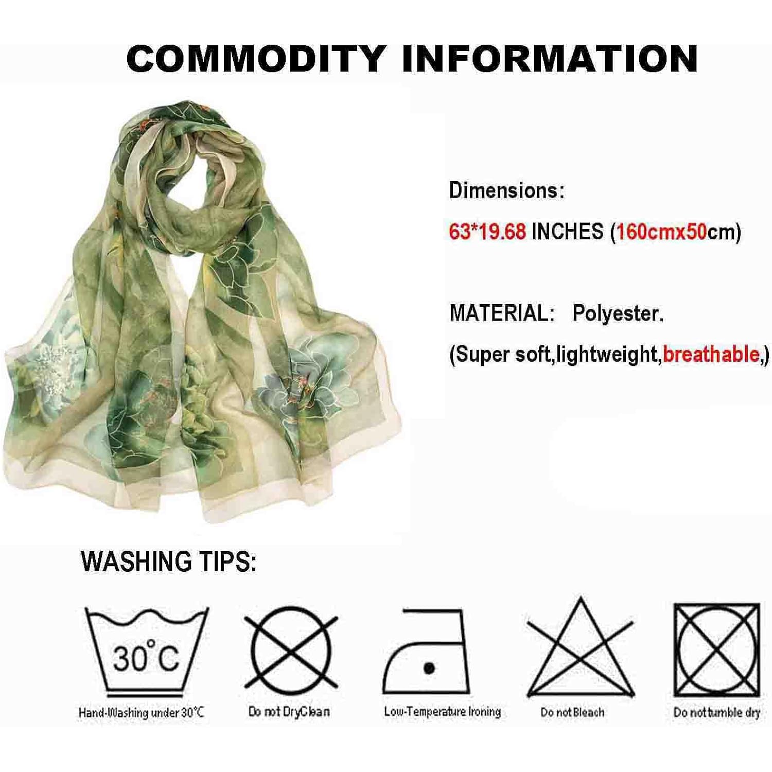 Acotavie Scarfs for Women Lightweight Scarves Fashion Print Floral Pattern Sheer Scarf Shawl Wraps