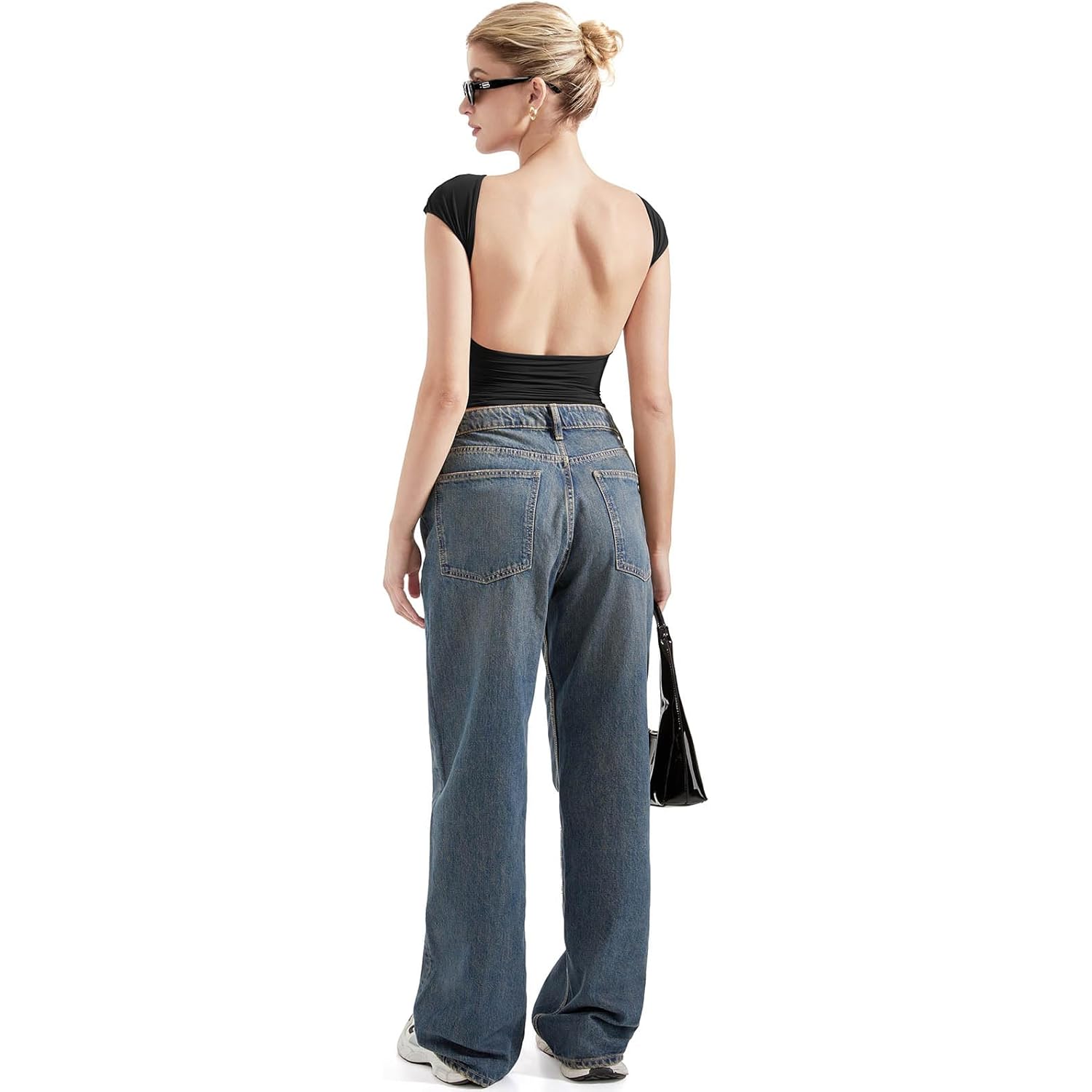 SUUKSESS Women Backless Sexy Going Out Tops Double Lined Open Back Y2k Basic Tee Shirts