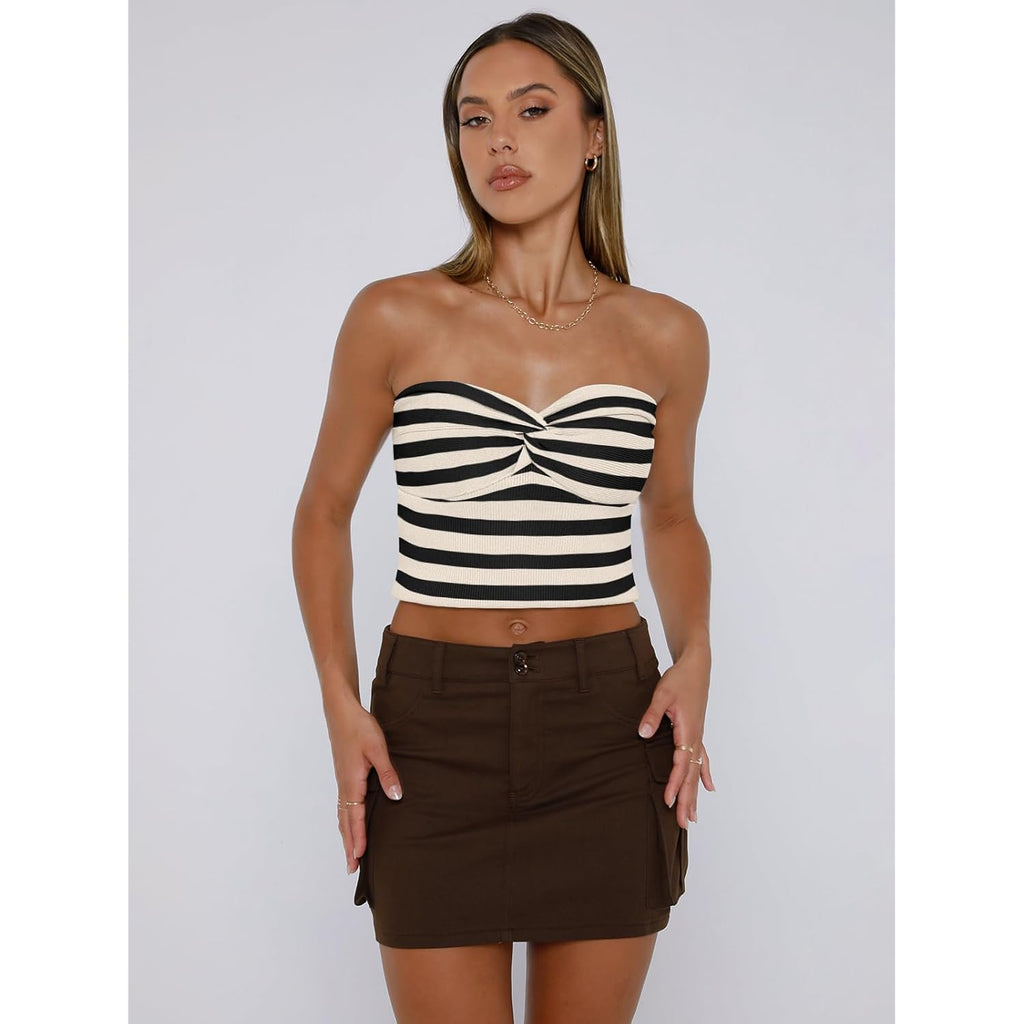 EFAN Womens Tube Tops Summer Outfits 2025 Casual Beach Vacation Clothes Sweaters Strapless Sleeveless Tank Tops