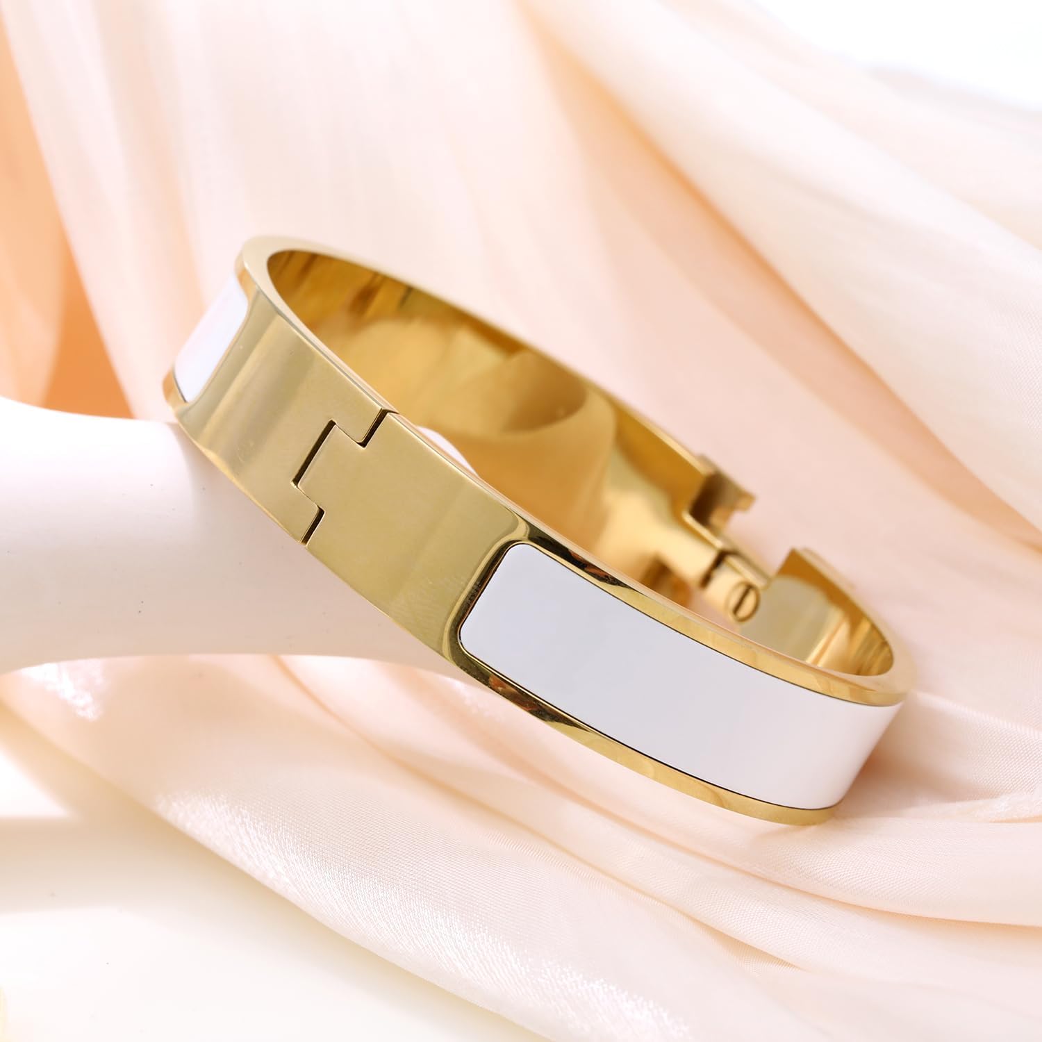 18K Gold Plated Bracelet For Women, Letter Enamel Bangle Bracelet Couple Bracelet, Exclusive Women Gift