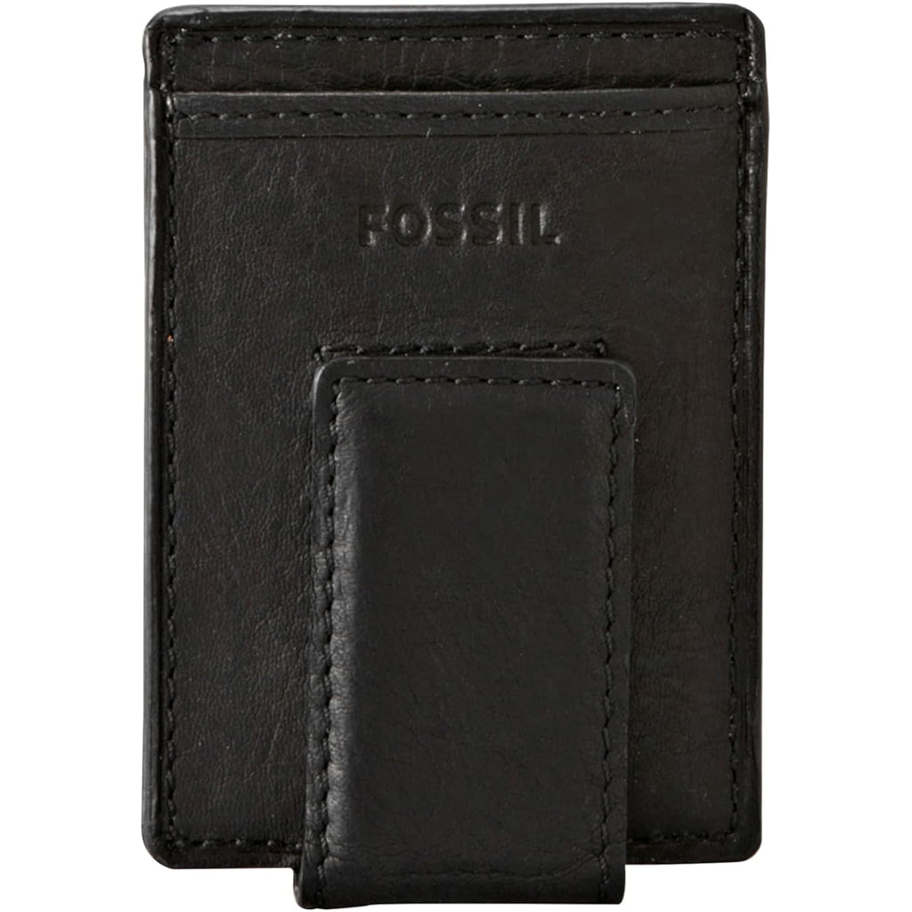 Fossil Men's Ingram Leather Magnetic Card Case with Money Clip Wallet, Black, (Model: ML3235001)