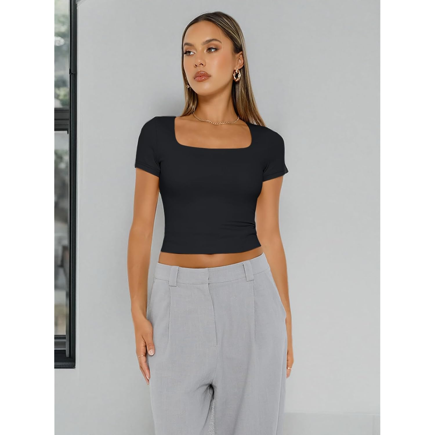 Trendy Queen Tshirts Shirts for Women Double Lined Going Out Crop Tops 2025 Spring Summer Workout Y2k Clothes Beach Fashion
